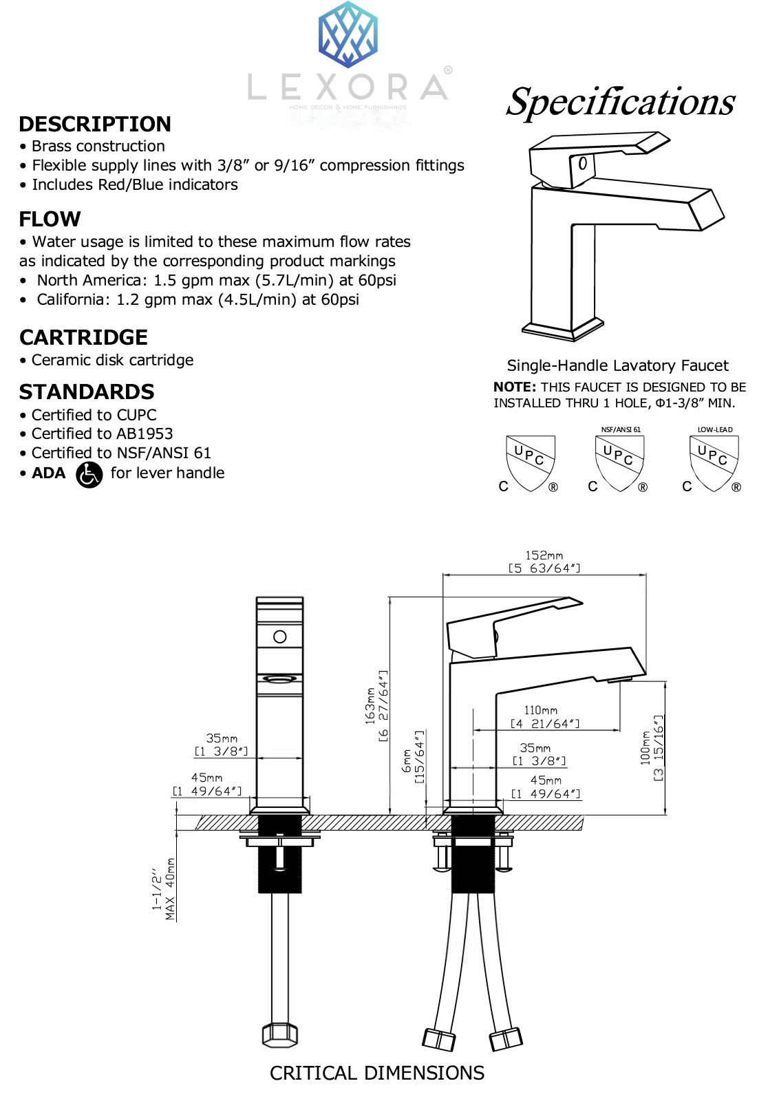 Lexora LFS3011CH, LFS3011RG, LFS3011BN Specifications - ManualMachine.com