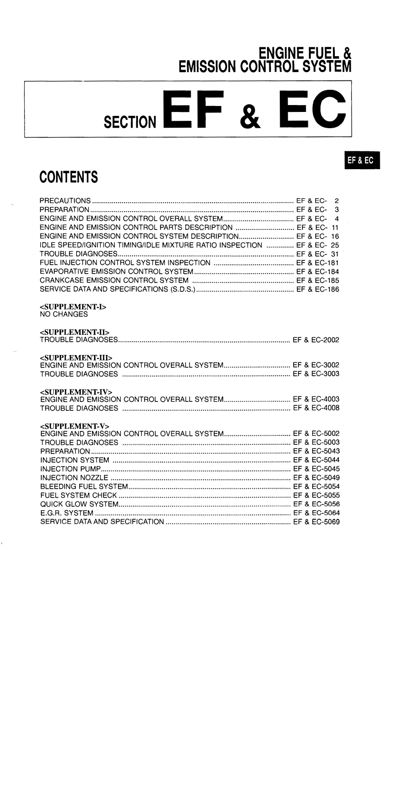 Nissan EF, EC Service Manual