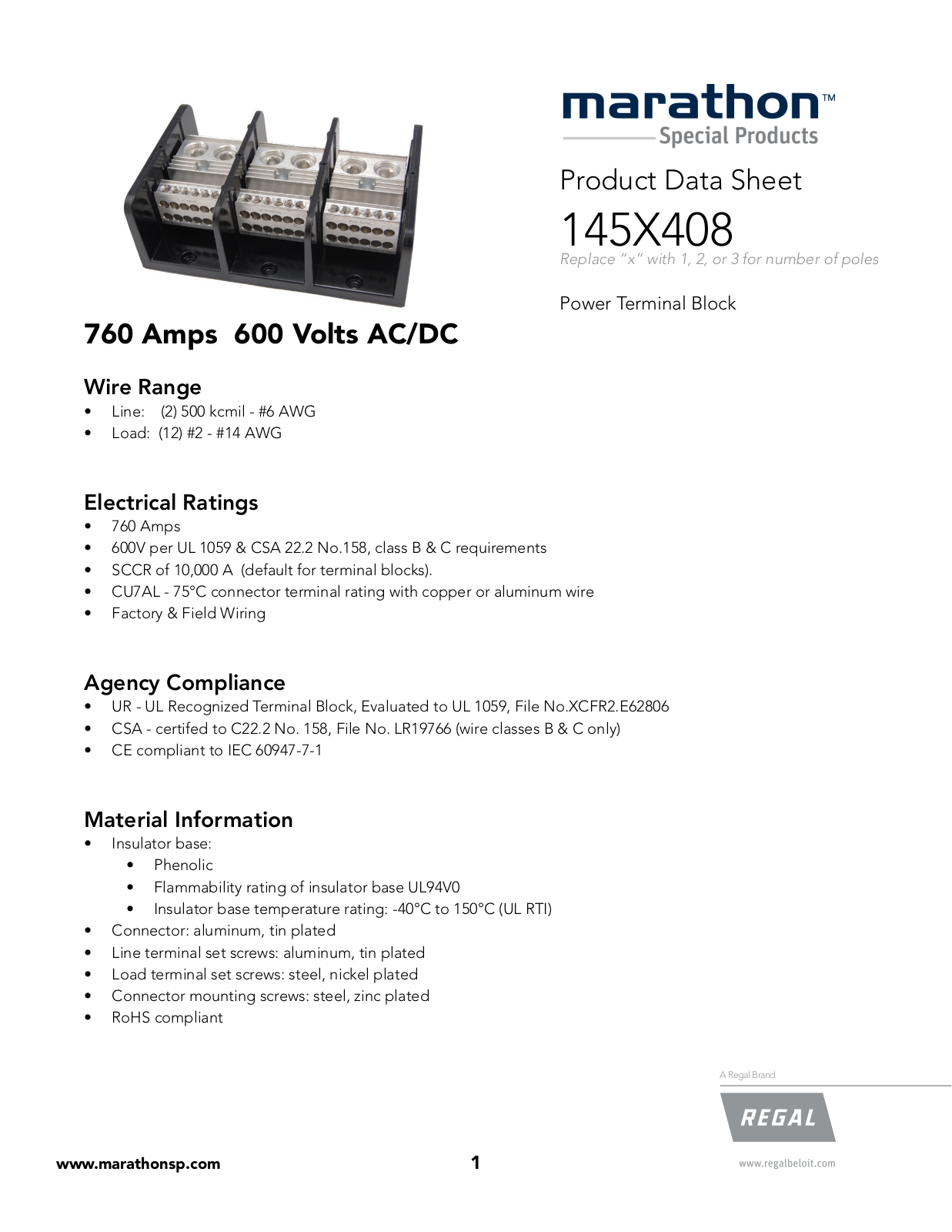 Marathon Special Products 145X408 Data Sheet