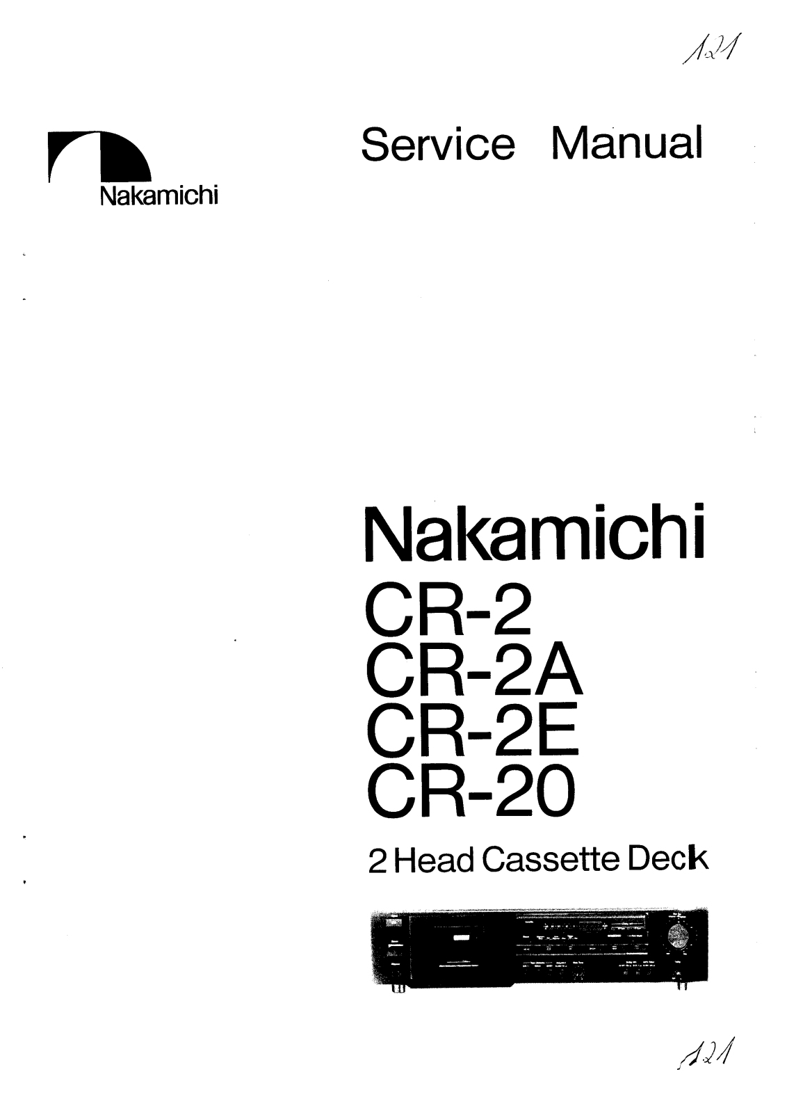 Nakamichi CR-2-A, CR-2-E, CR-2 Service Manual