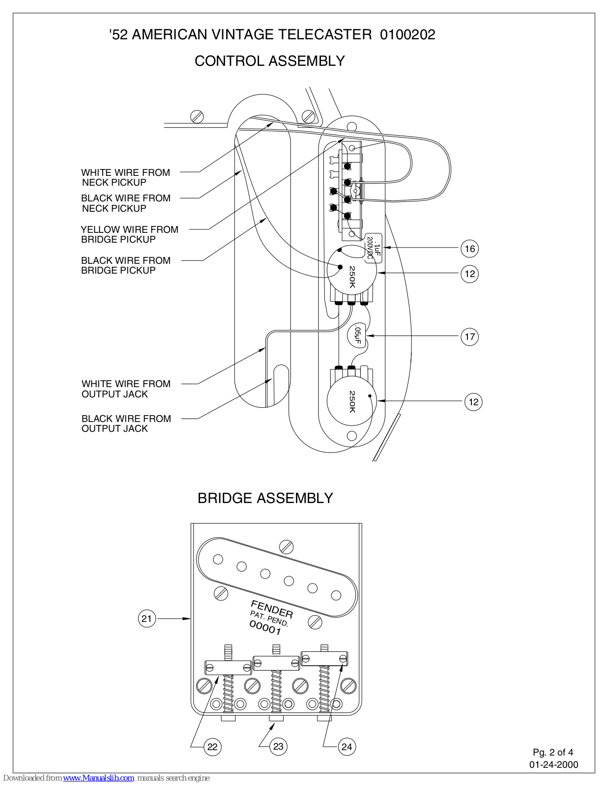 Fender American Vintage 52 Telecaster Reissue, '52 AMERICAN VINTAGE TELECASTER Assembly