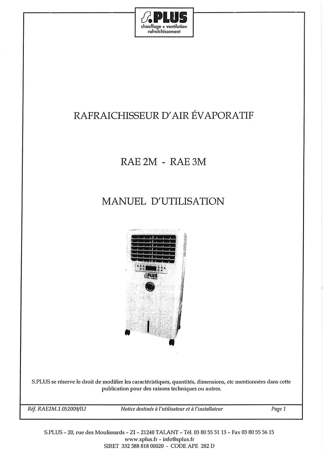 S.plus RAE 3M, RAE 2M User Manual