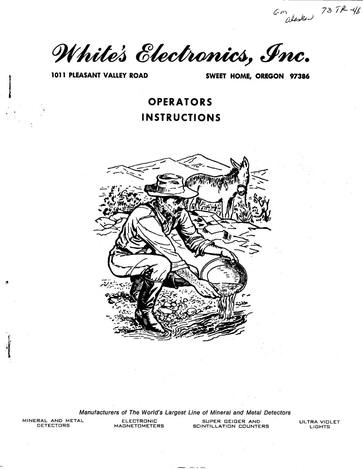 Whites Electronics GM 73 TR ALASKAN 4B S2 User Manual