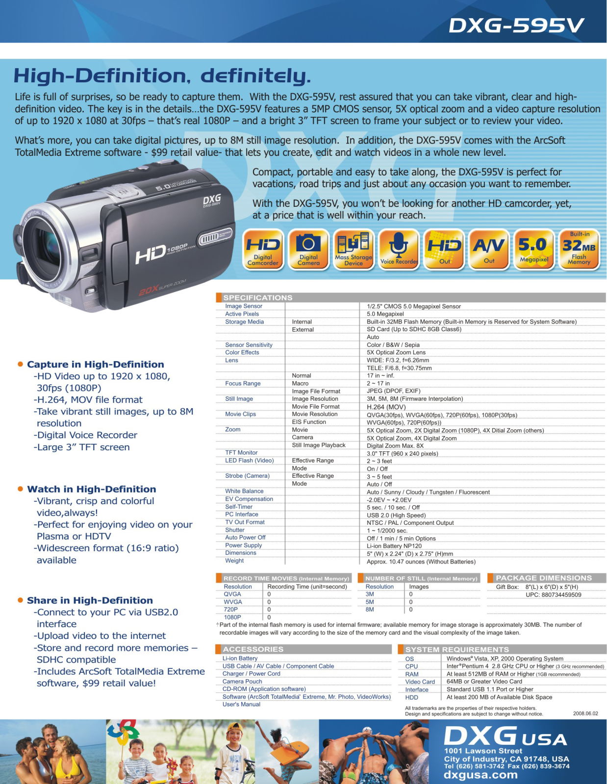 DXG DXG-595V Specification Sheet - ManualMachine.com