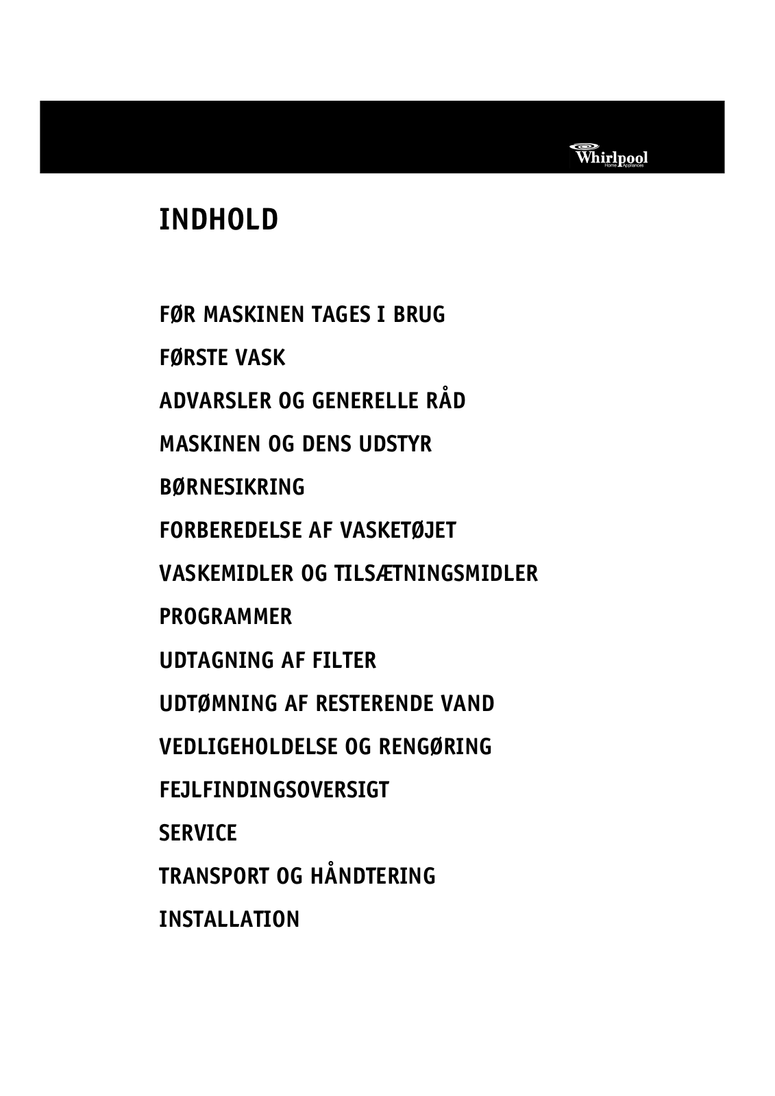 Whirlpool AWM 6012/2, AWM 6128, AWM 6121, AWM 6000/2, AWM 6120/1 INSTRUCTION FOR USE