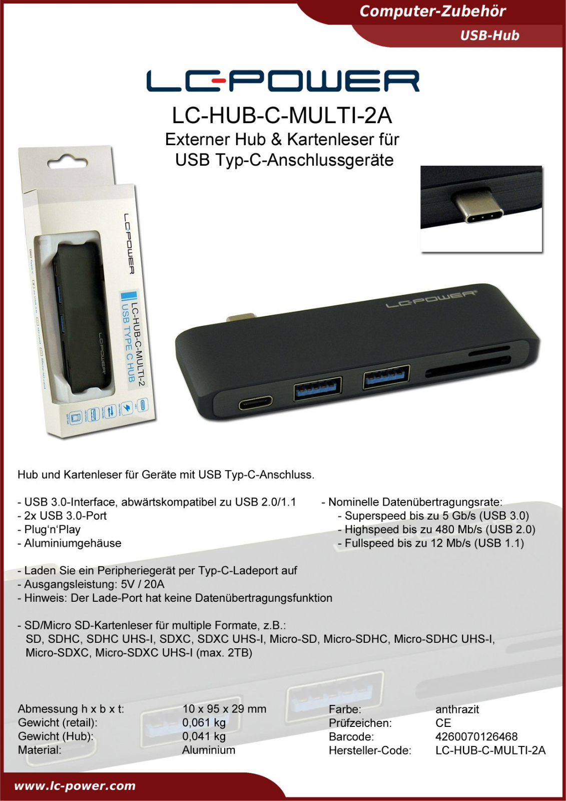 LC-Power LC-HUB-C-MULTI-2A User Manual