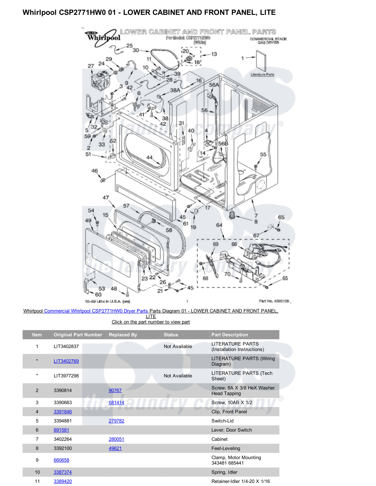 Whirlpool CSP2771HW0 Parts Diagram