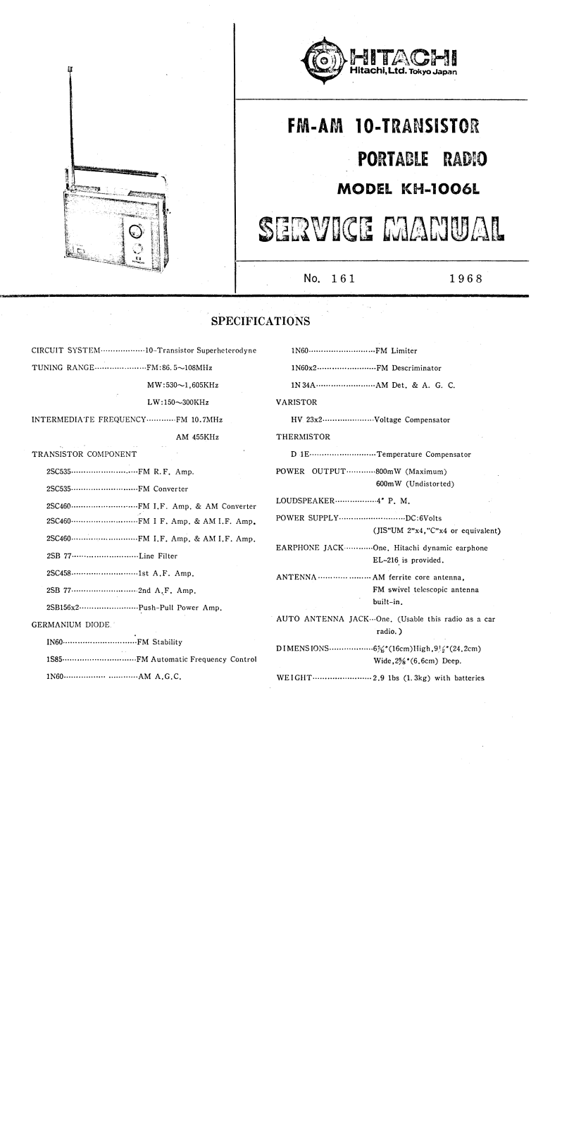 Hitachi KH-1006-L Service Manual