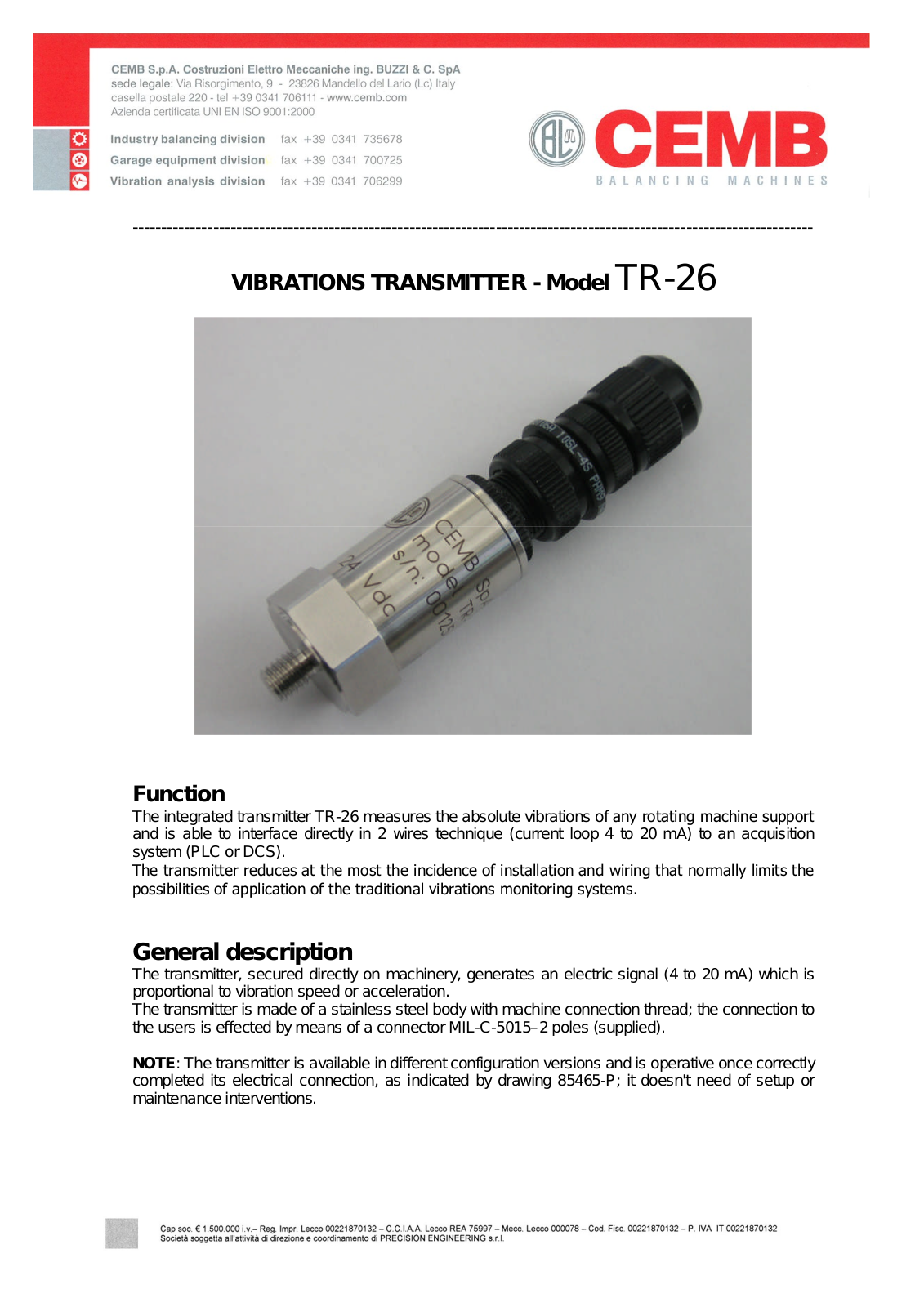 CEMB USA TR-26 User Manual