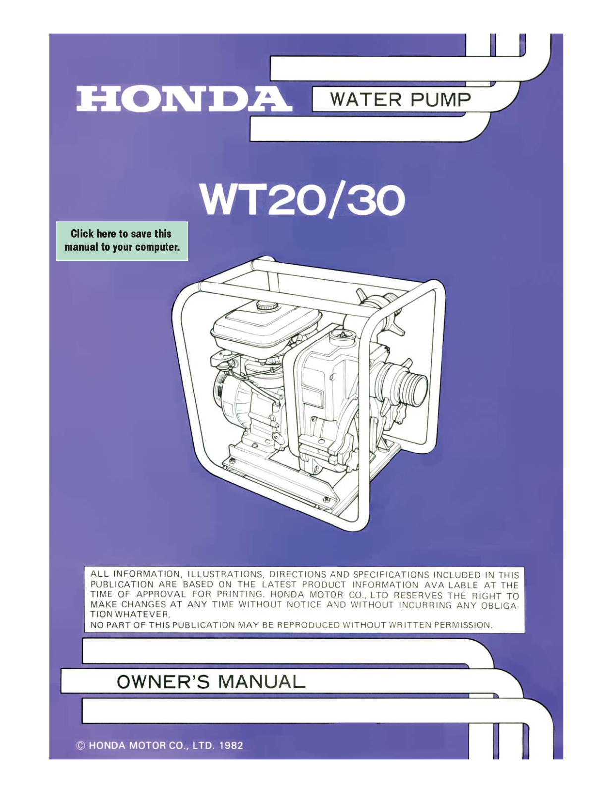 HONDA WT20, WT30 User Guide