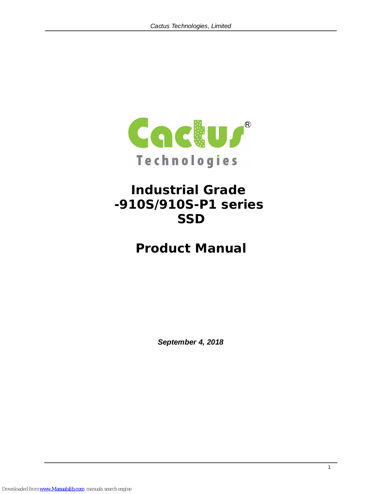 Cactus 910S Series, 910S-P1 Series Product Manual