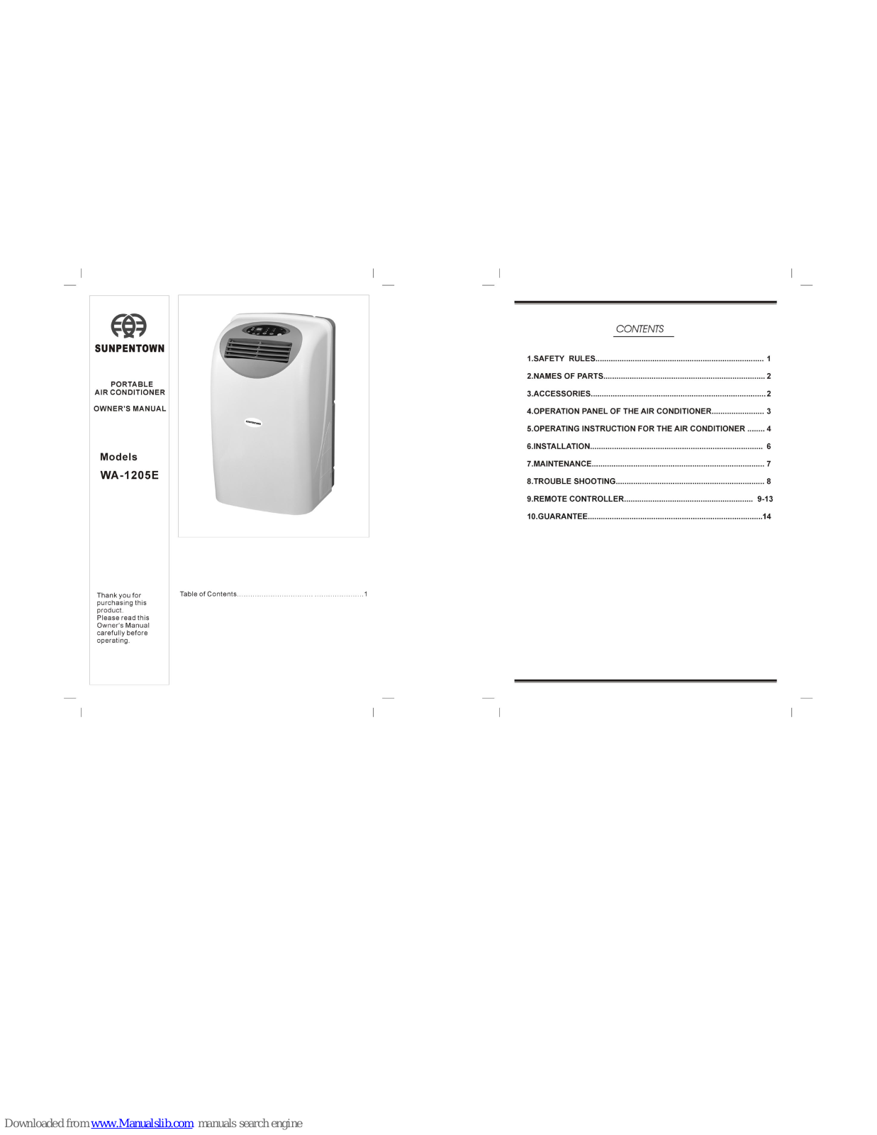 Sunpentown WA-1205E Owner's Manual