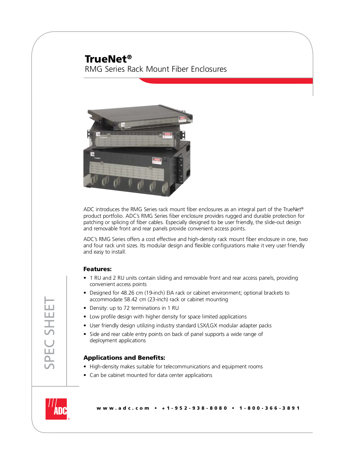 ADC TrueNet Rack Mount Fiber Enclosures RMG User Manual