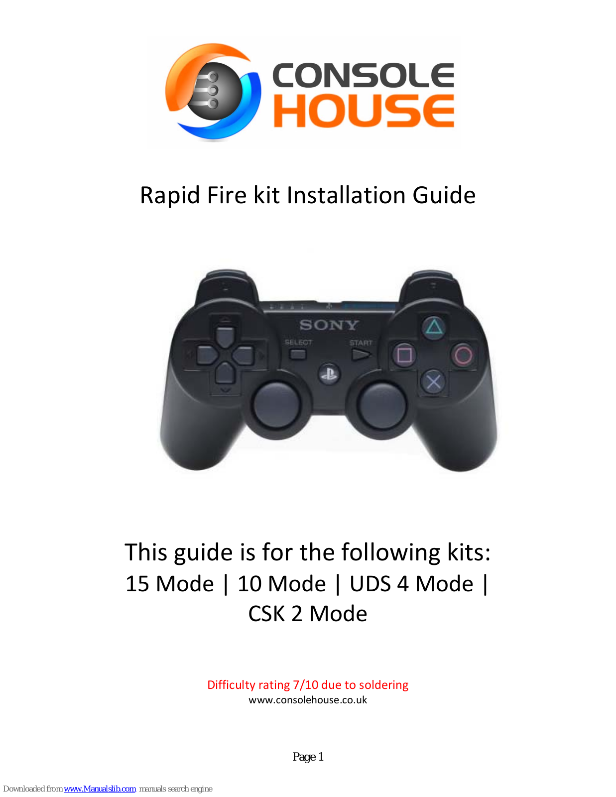 Console House 15 Mode, 10 Mode, CSK 2 Mode, UDS 4 Mode Installation Manual