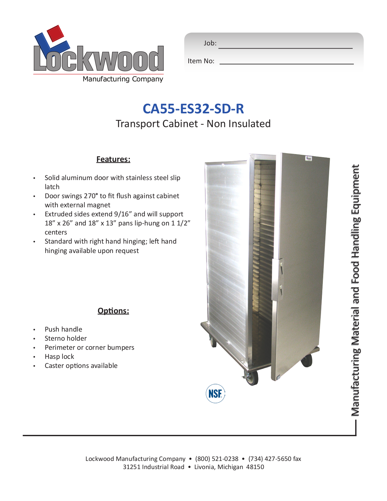 Lockwood CA55-ES32-SD-R Specifications