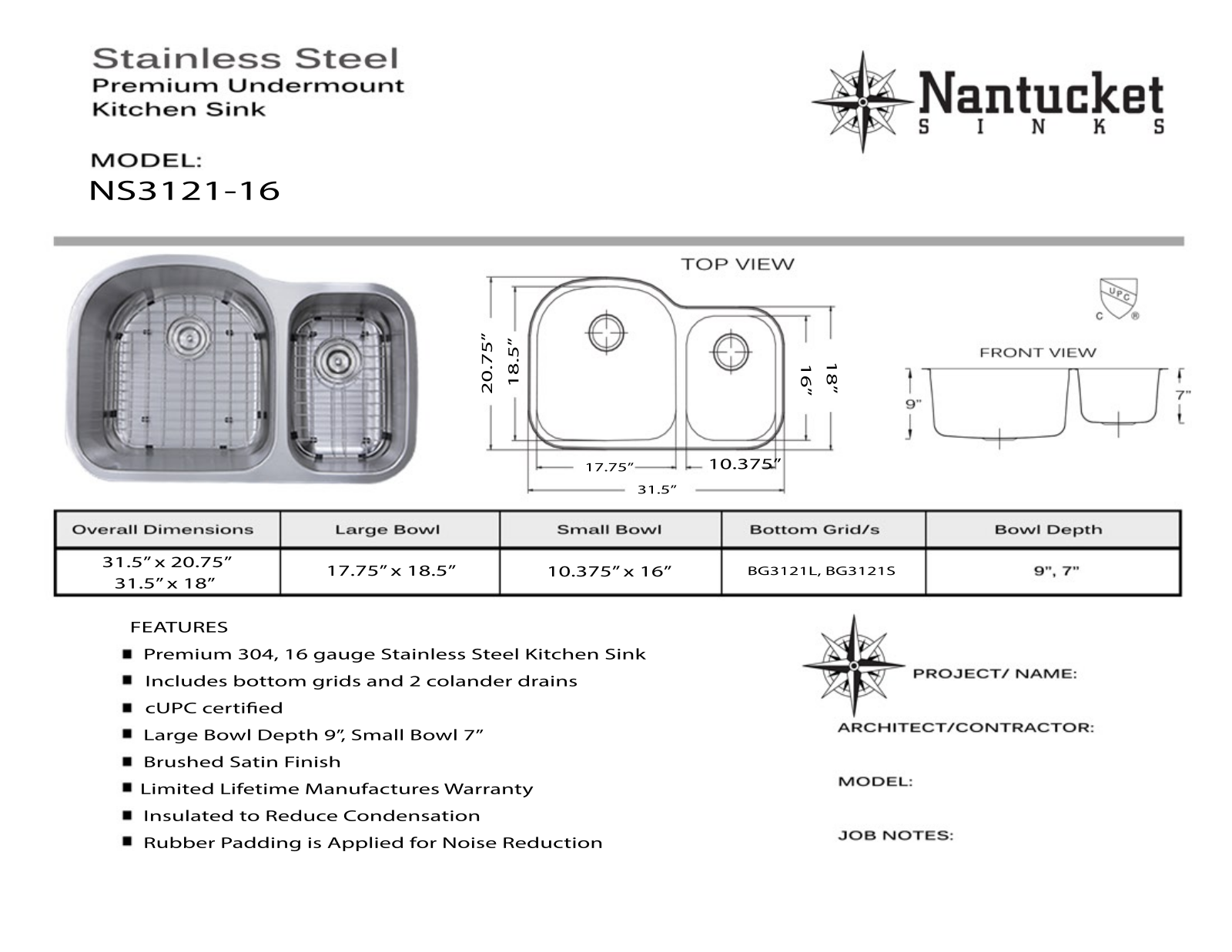 Nantucket NS312116 Specifications