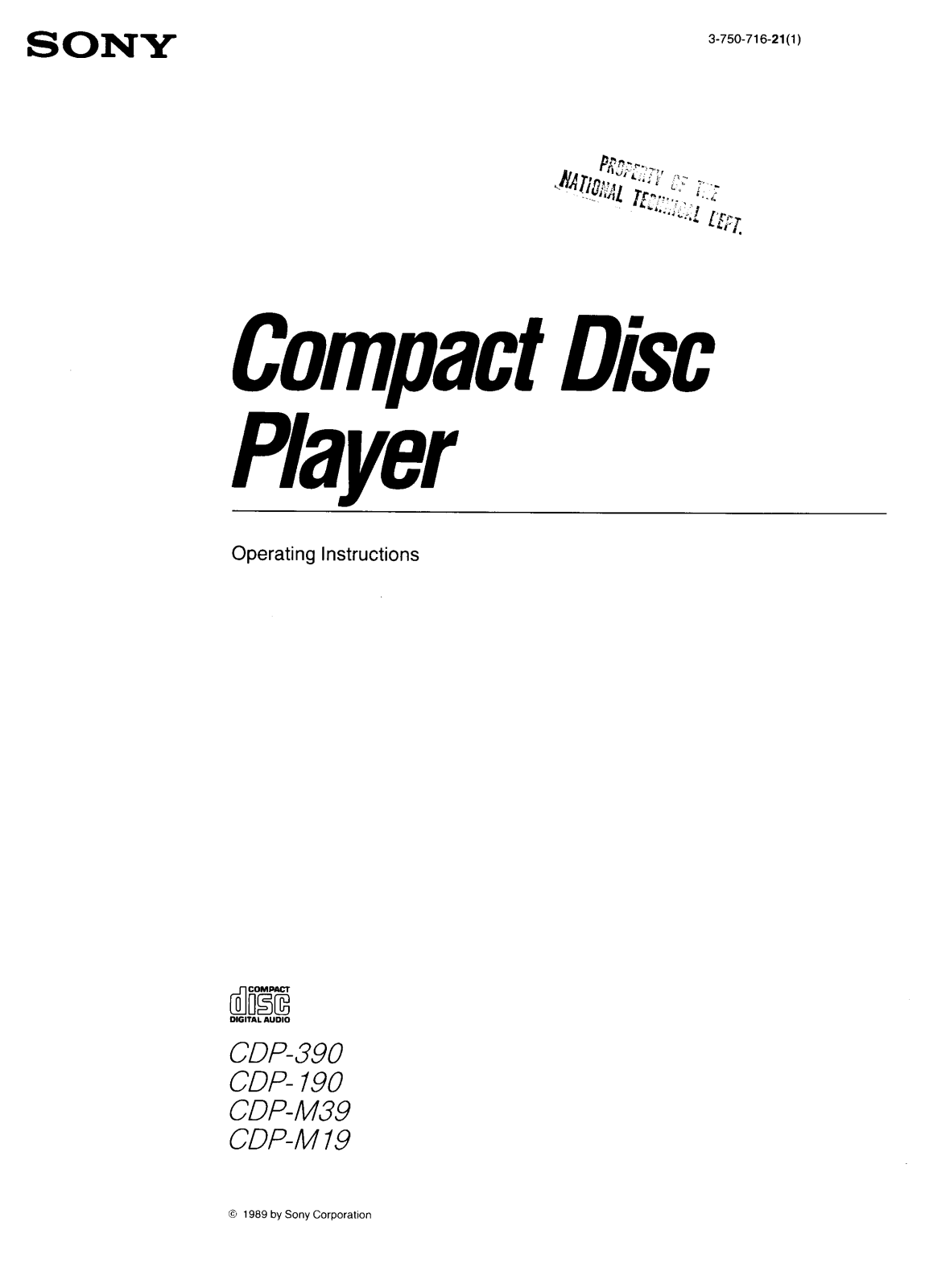 Sony CDP-390 User Manual