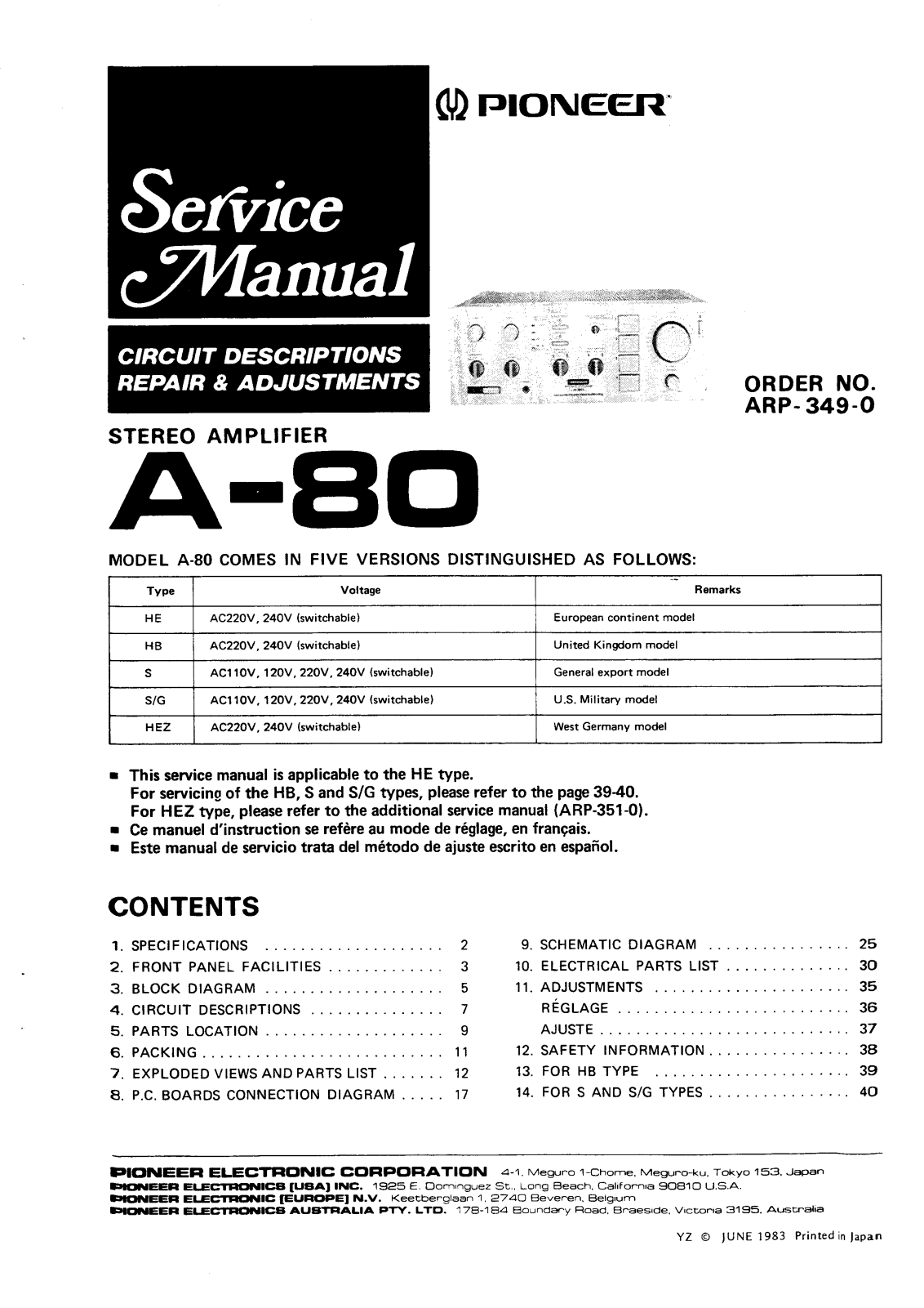 Pioneer A-80 Service manual