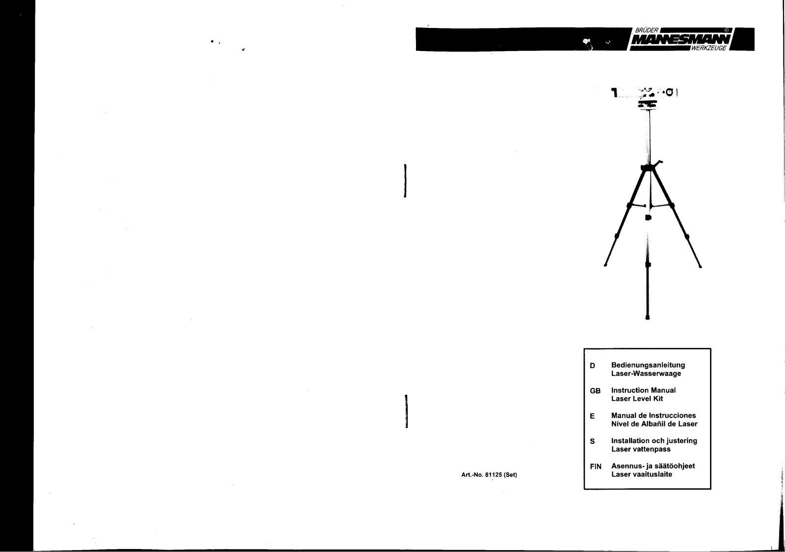 BRÜDER MANNESMANN MAN 81125 Instructions - ManualMachine.com