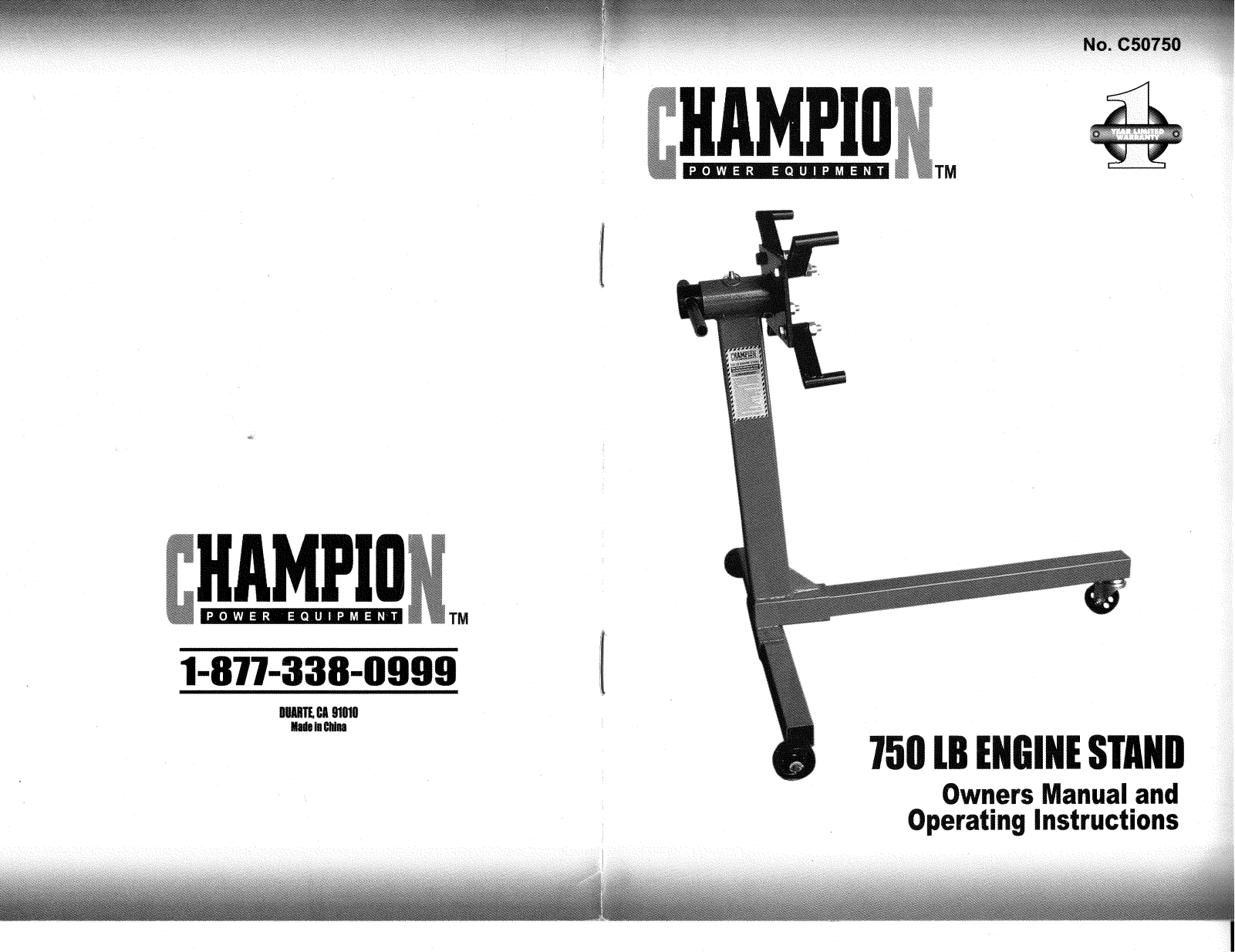 Champion C50750 Owners Manual