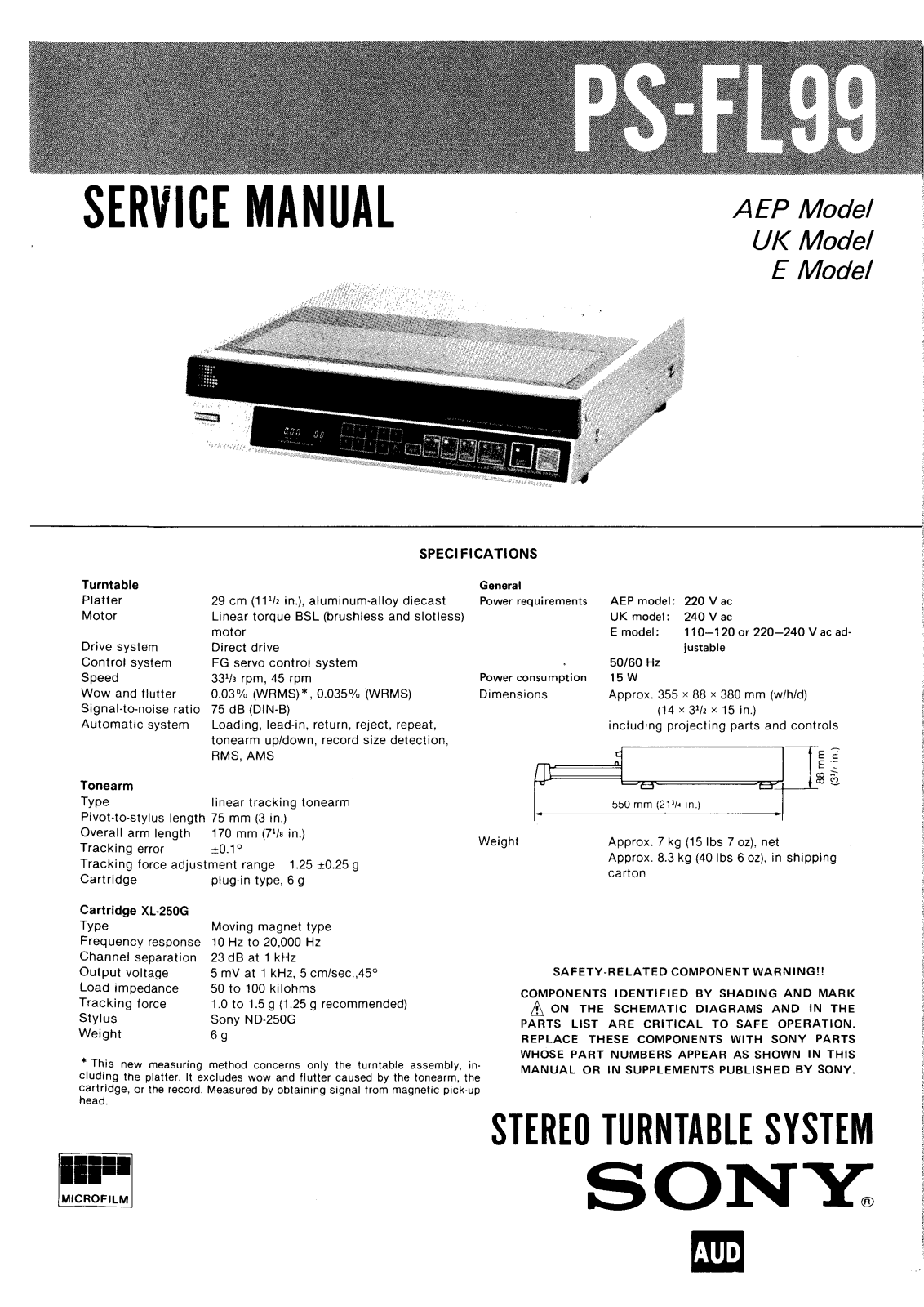 Sony PS-FL99 Service Manual