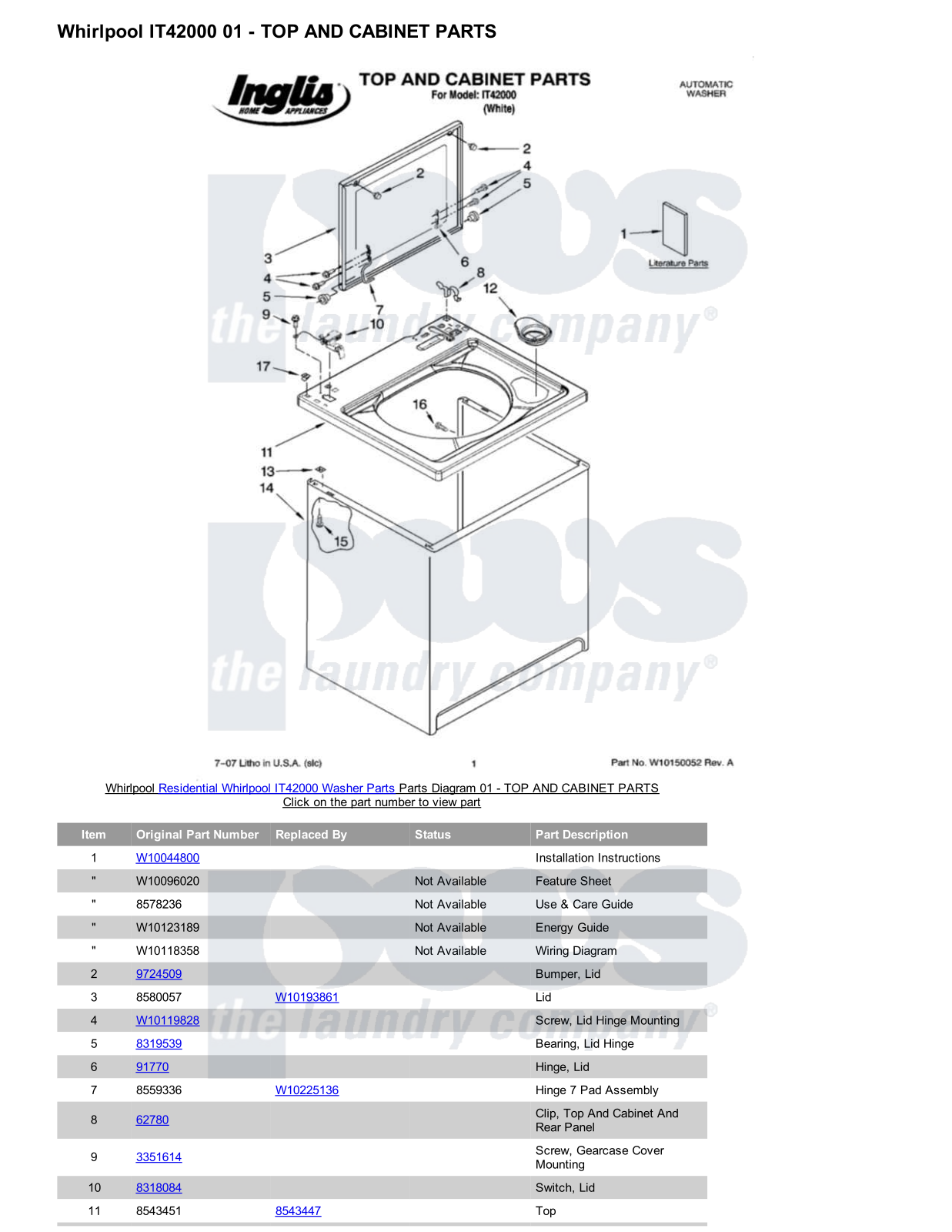 Whirlpool IT42000 Parts Diagram