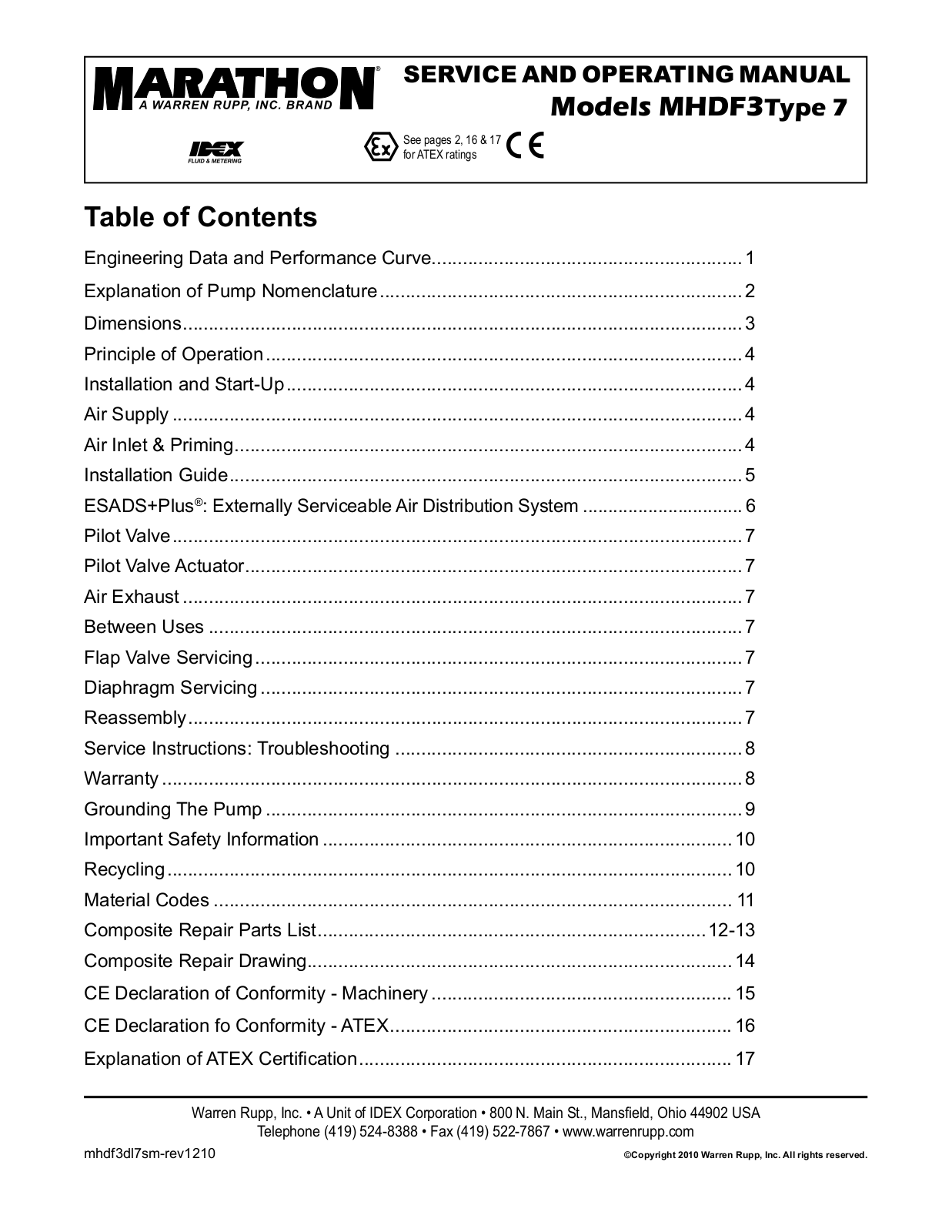 SANDPIPER MHDF3 User Manual