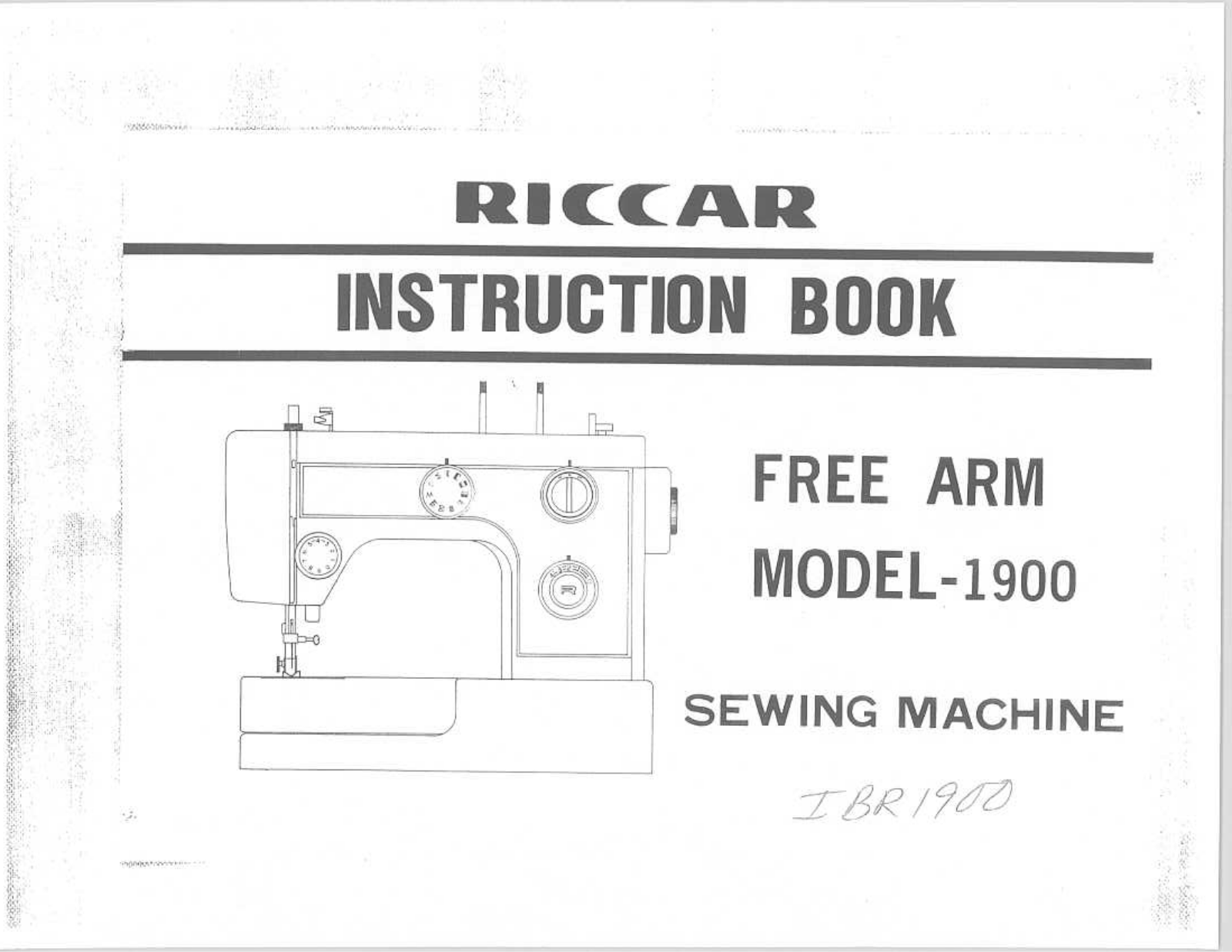 Riccar 1900 User Manual