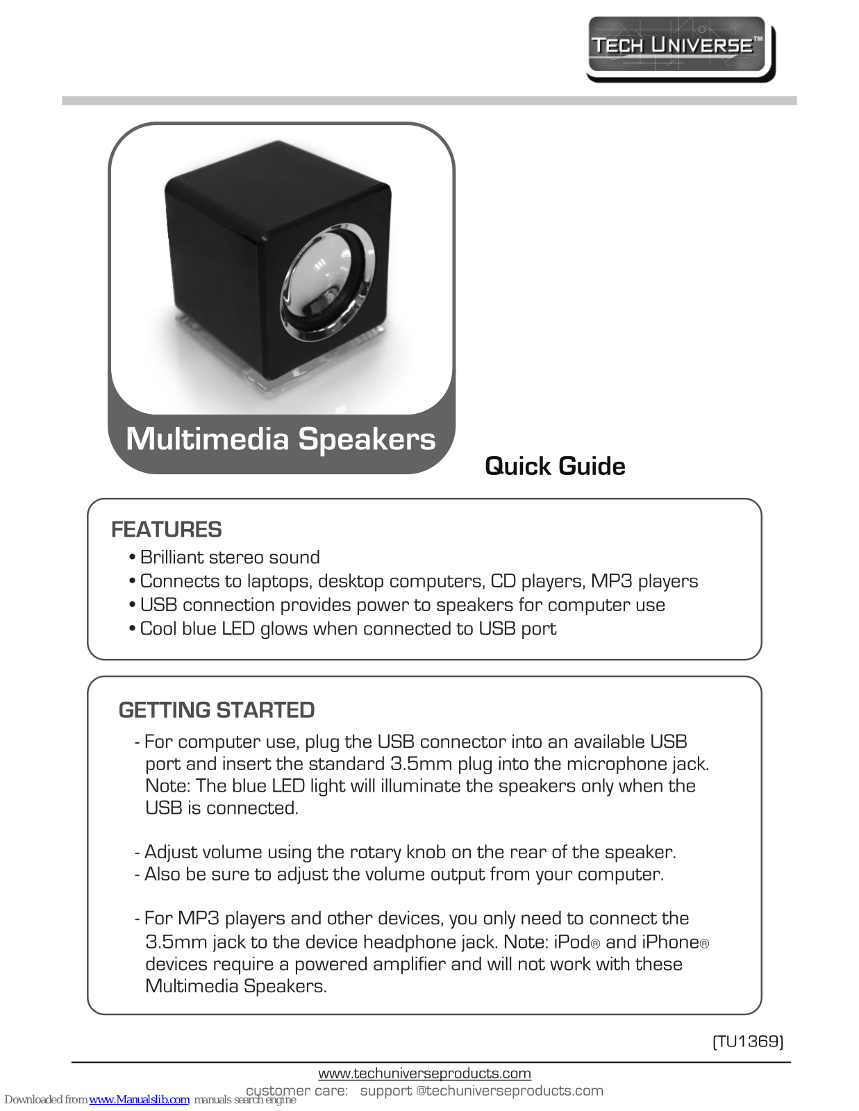 Tech Universe TU1369 Quick Manual - ManualMachine.com