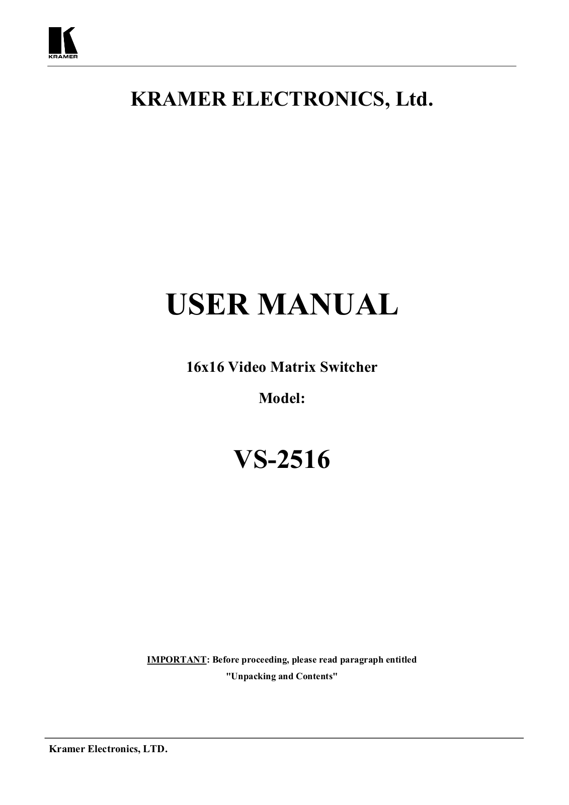 Kramer VS-2516 User guide - ManualMachine.com