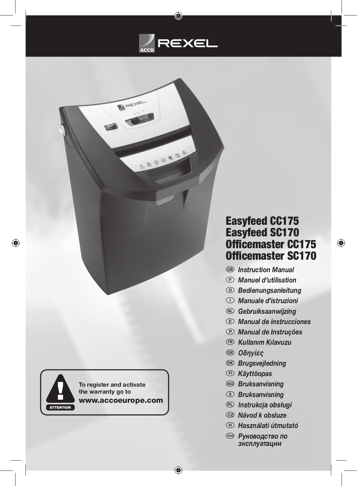 Rexel SC170, CC175 User Manual