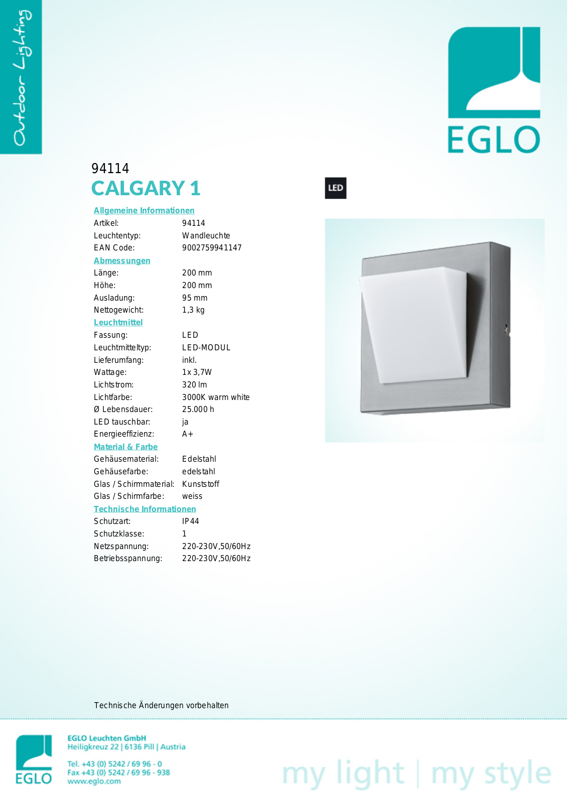 Eglo 94114 Service Manual