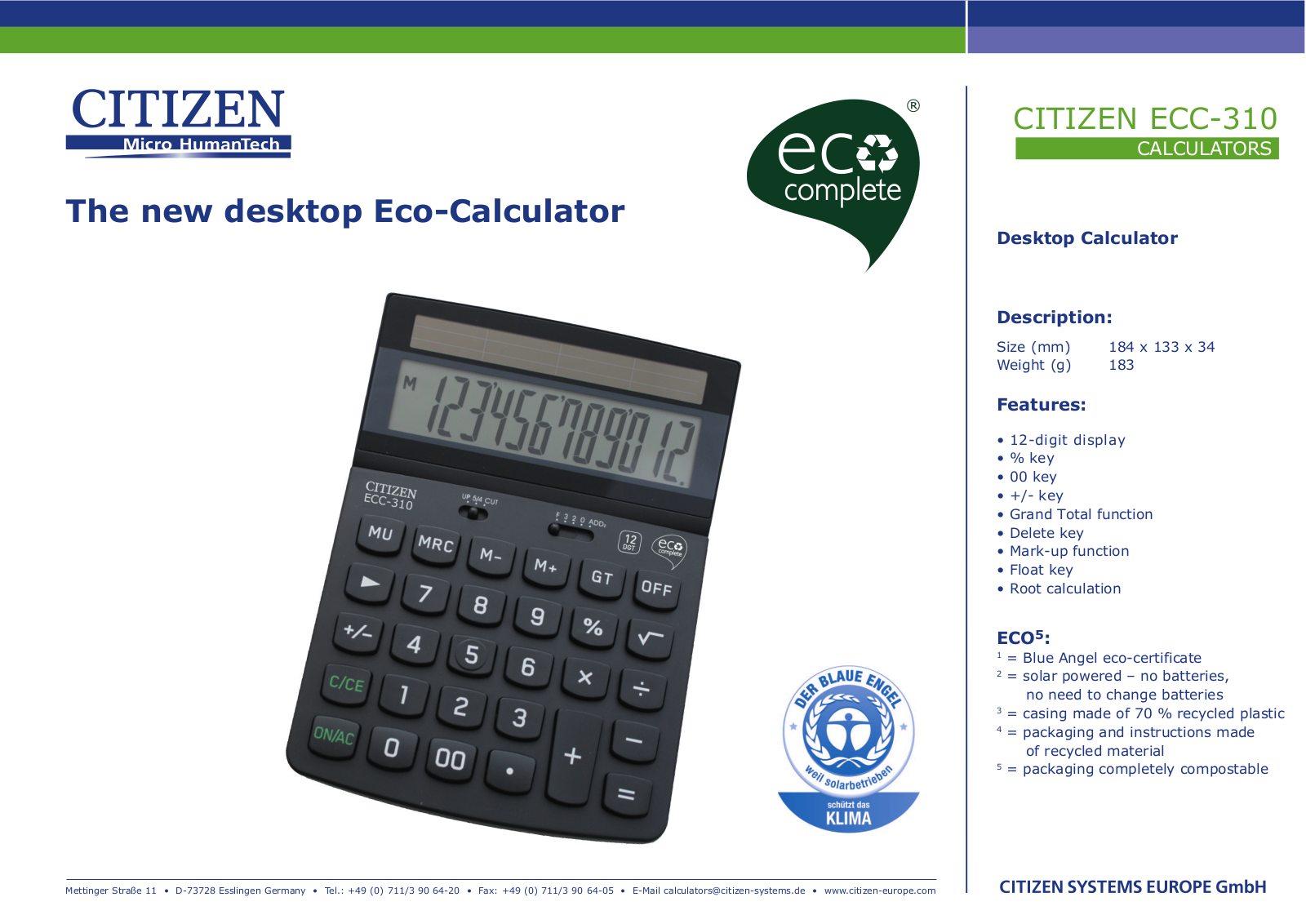 Citizen ECC-310 User Manual