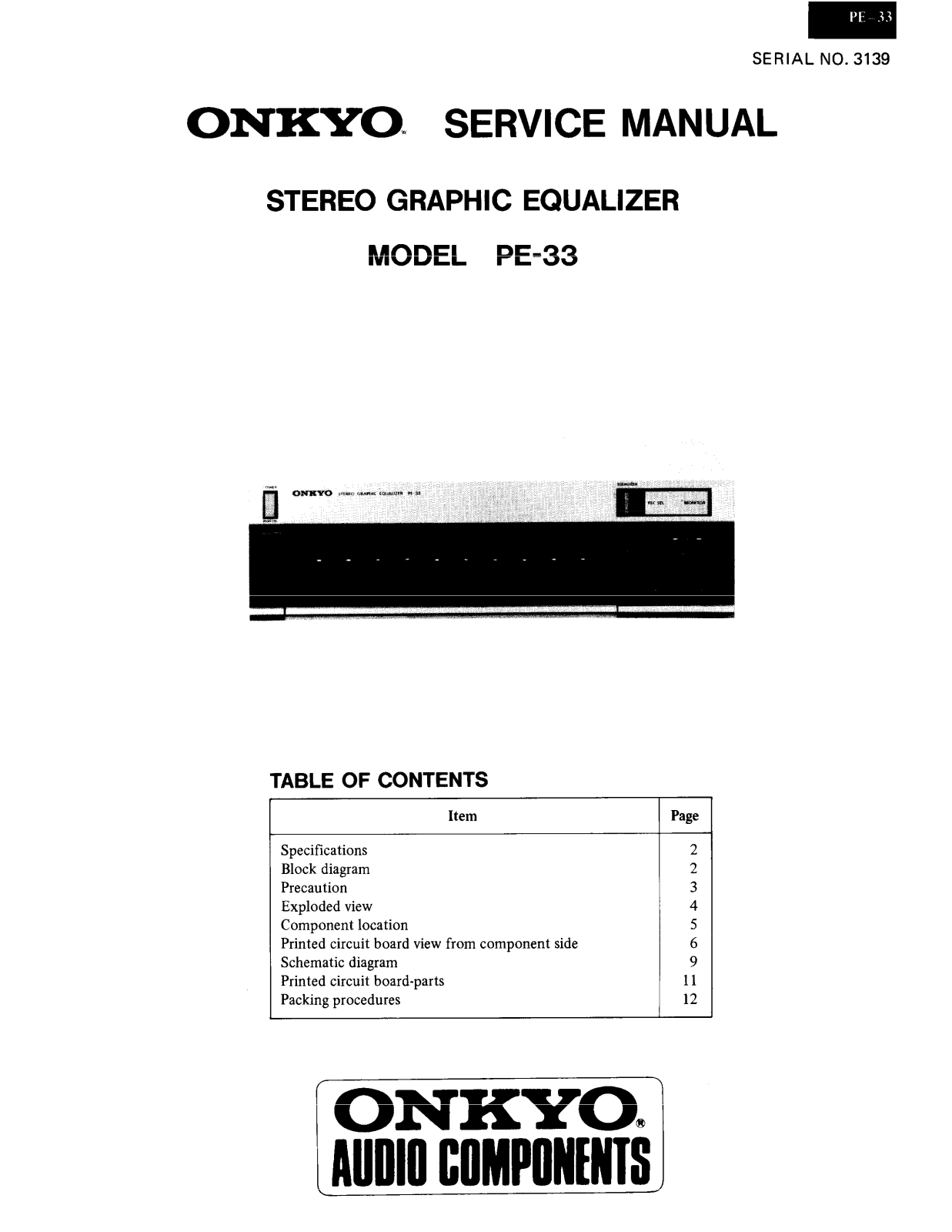 Onkyo Equalizer PE33 Schematic