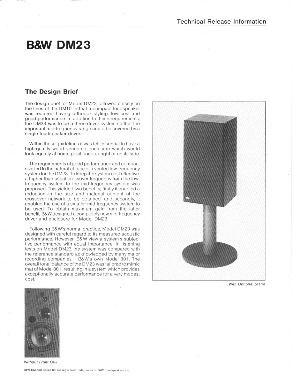 Bowers and Wilkins DM-23 Brochure