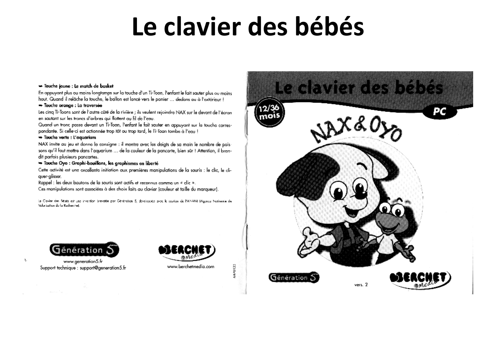 GENERATION 5 LE CLAVIER DE BEBE VERSION 2 User Manual