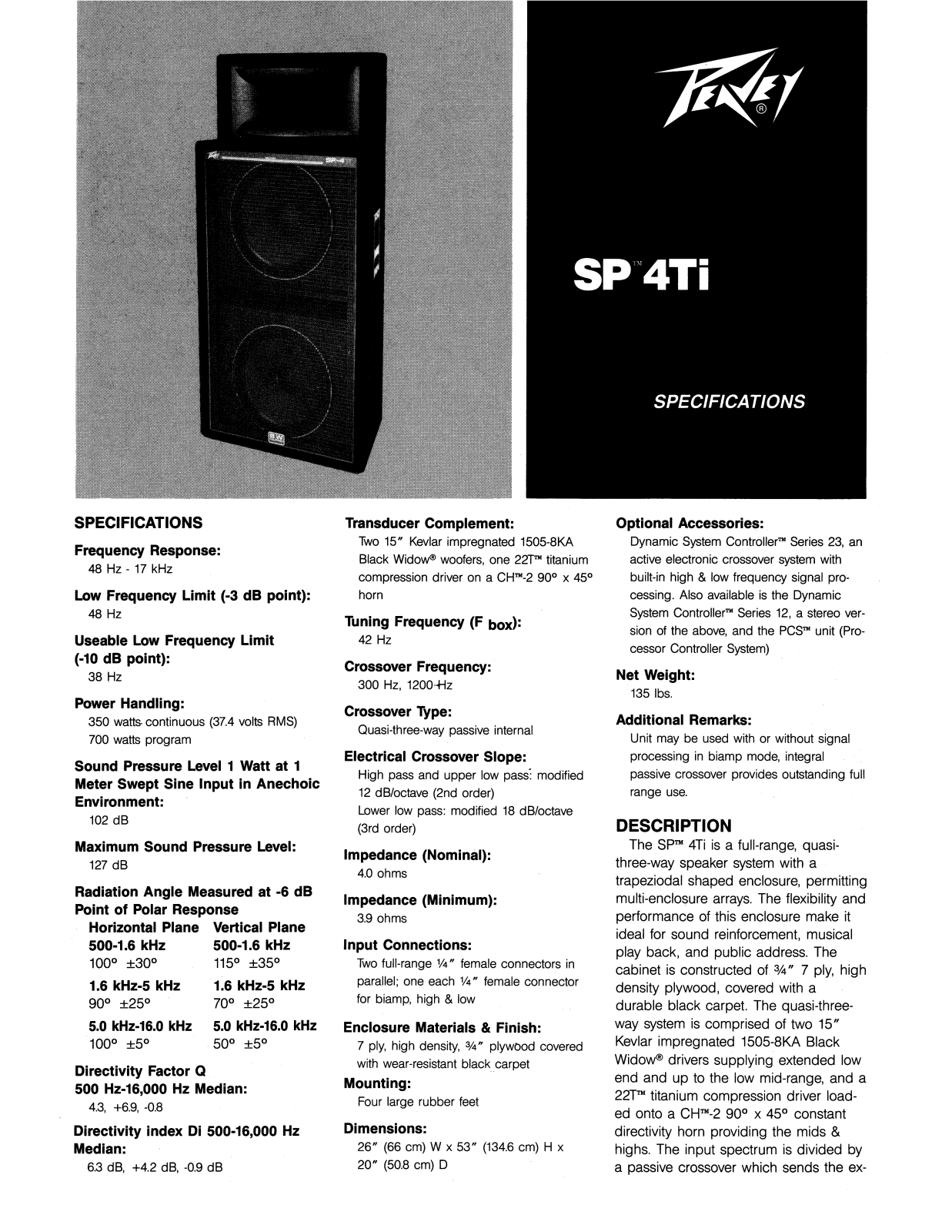 Peavey SP 4Ti User Manual