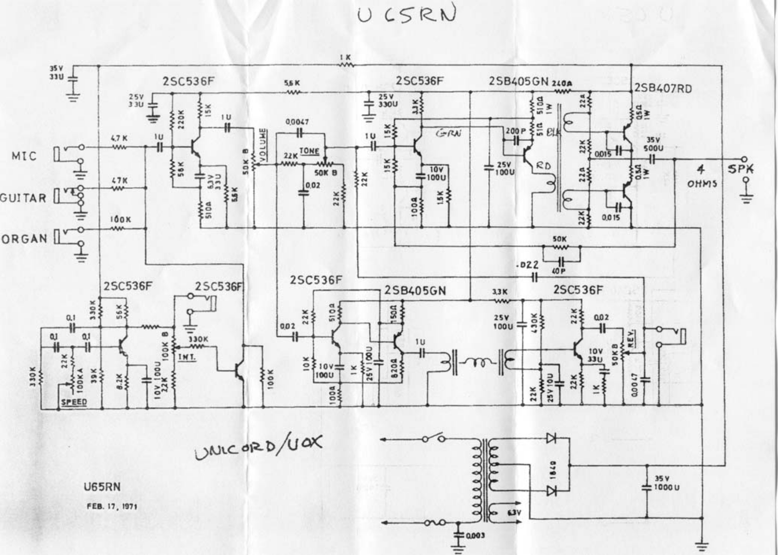 Univox u65rn schematic