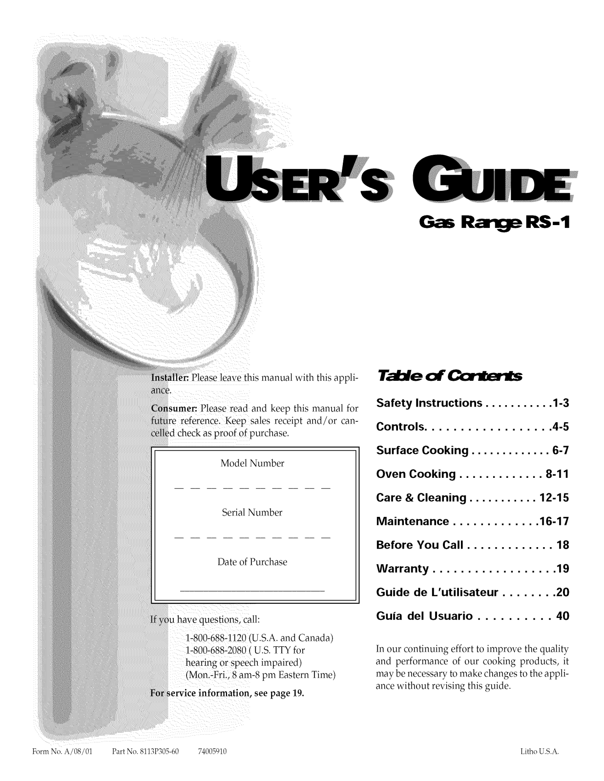 Magic Chef CGR3740BDT Owner’s Manual