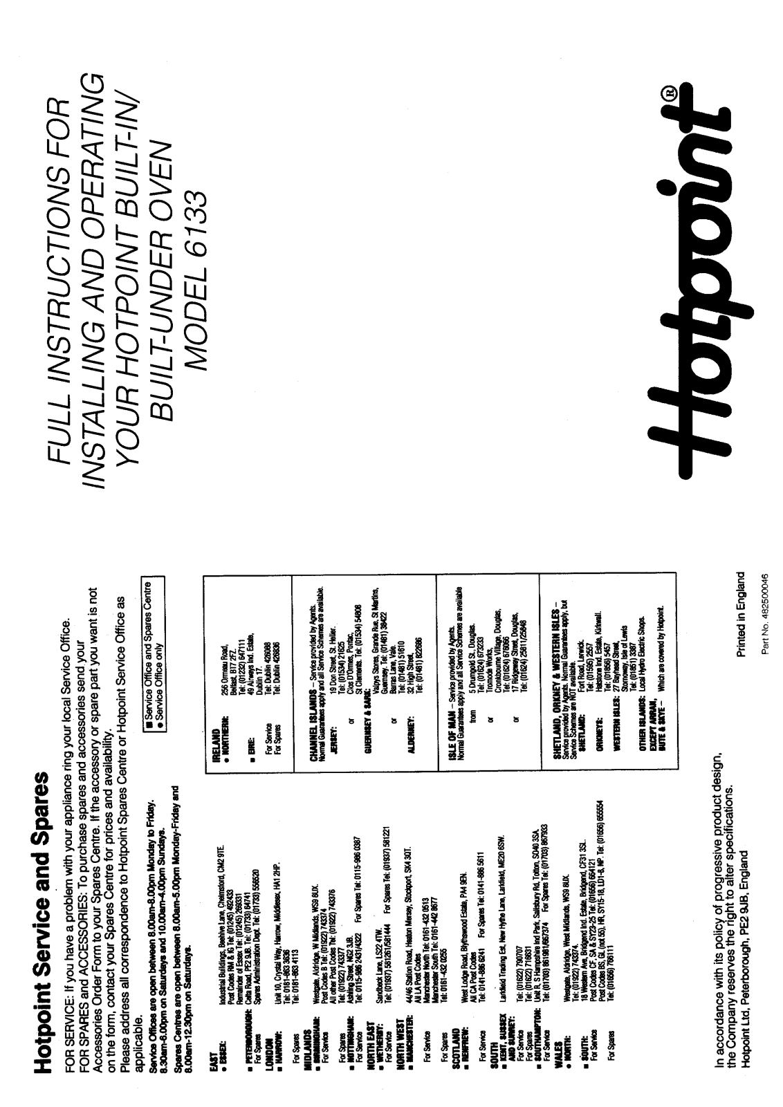 Hotpoint 6133 User Manual