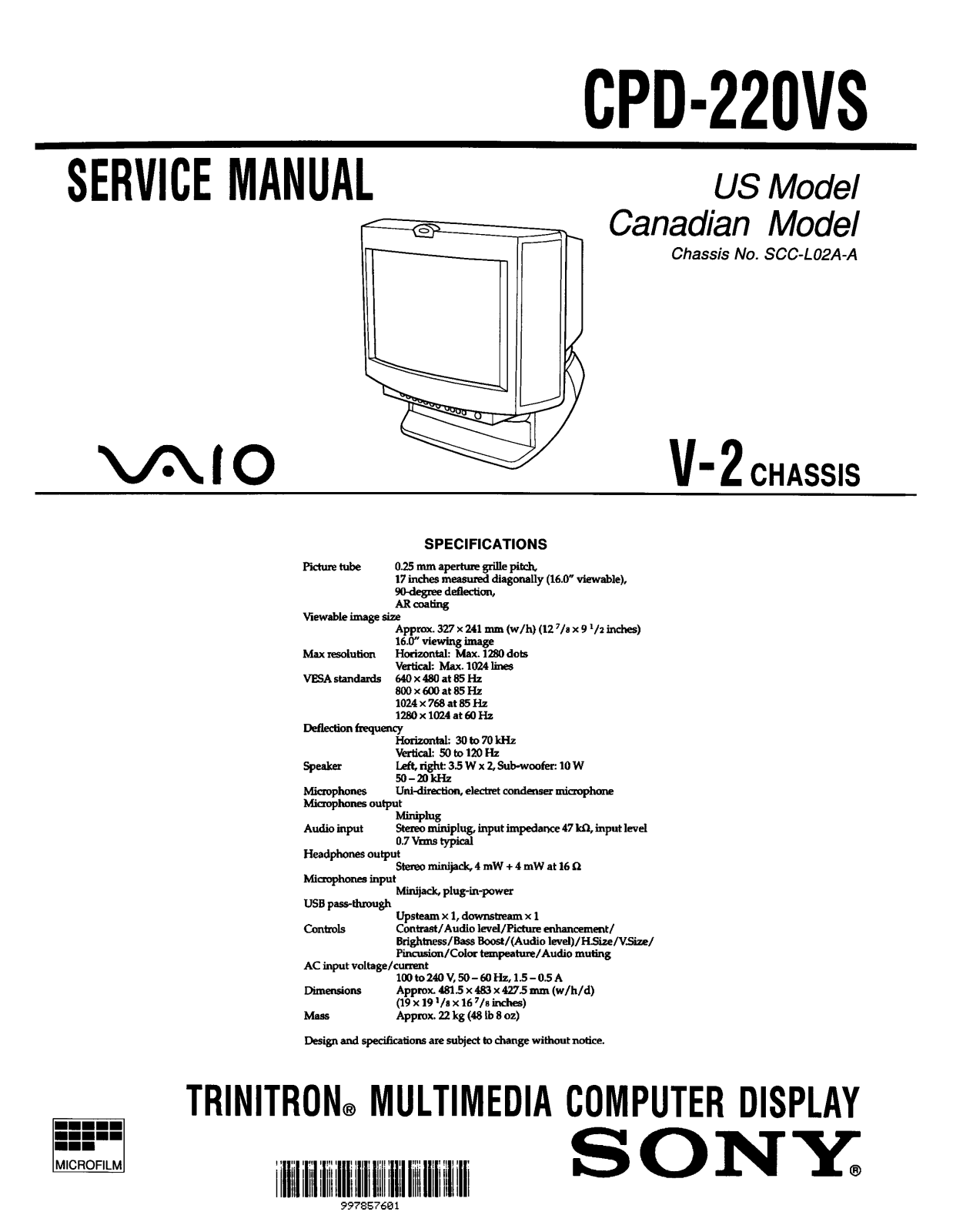 Sony CPD-220VS Service Manual