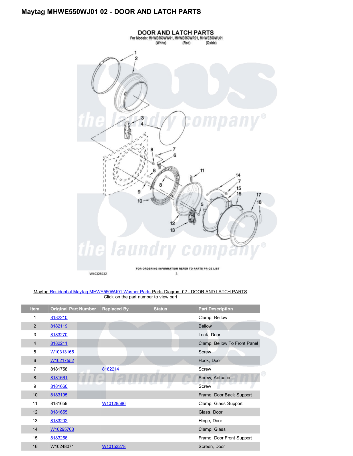 Maytag MHWE550WJ01 Parts Diagram