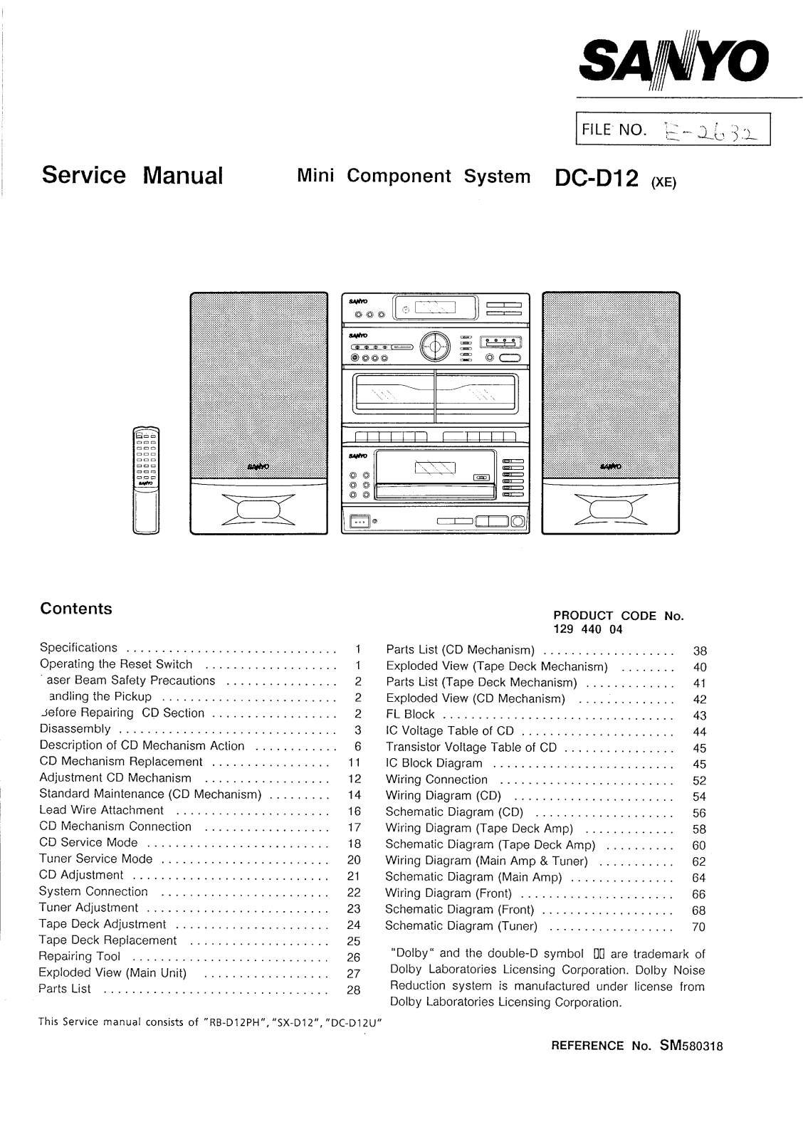 Sanyo DC D12XE Service Manual