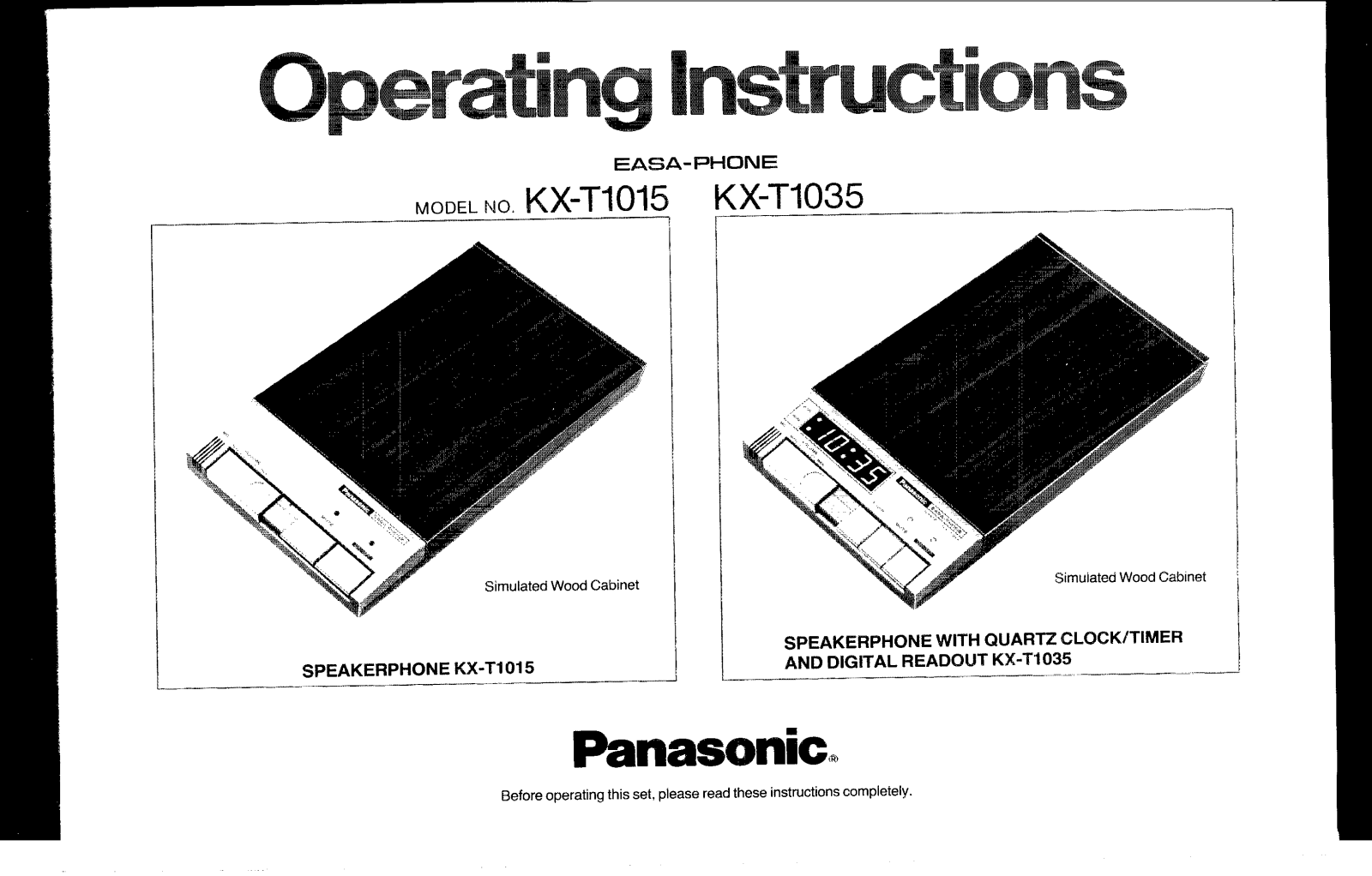 Panasonic kx-t1015 Operation Manual