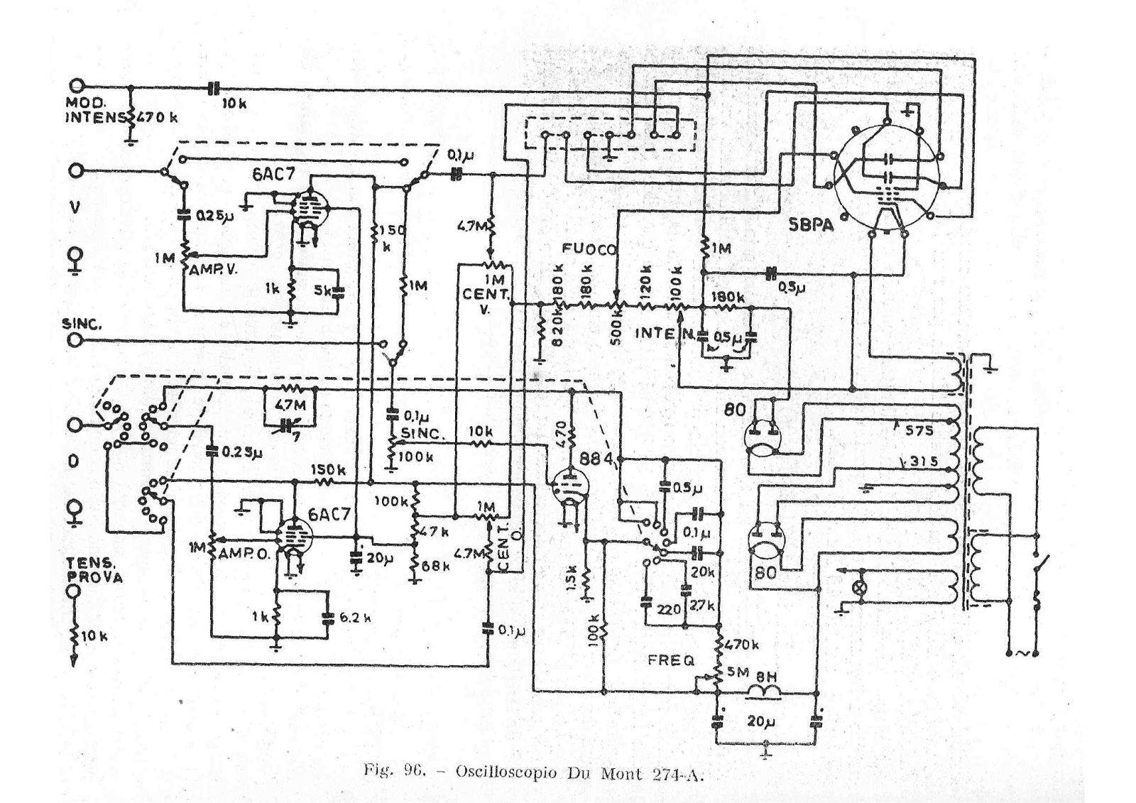 Dumont Oscilloscope 274-A Cirquit Diagram