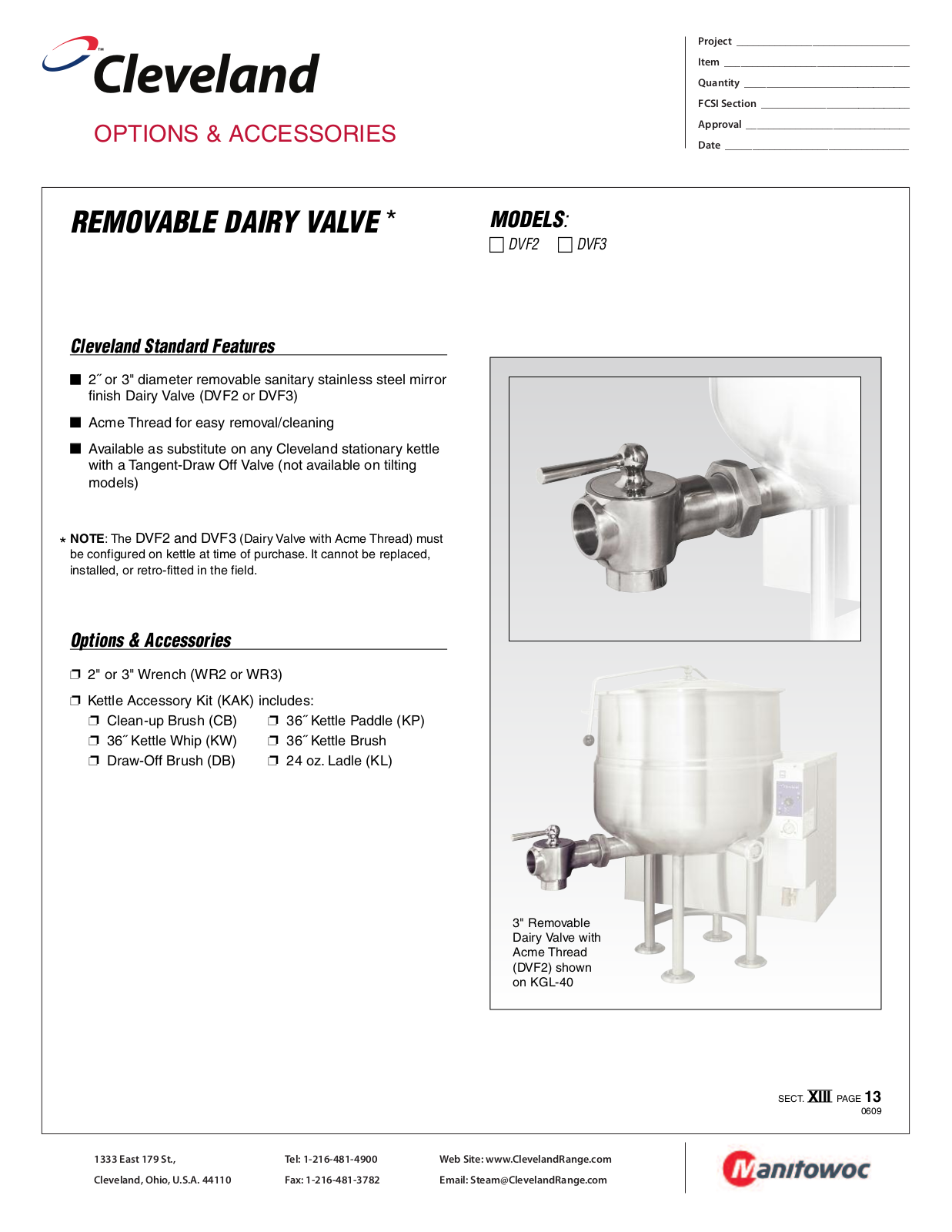 Cleveland DVF2 User Manual