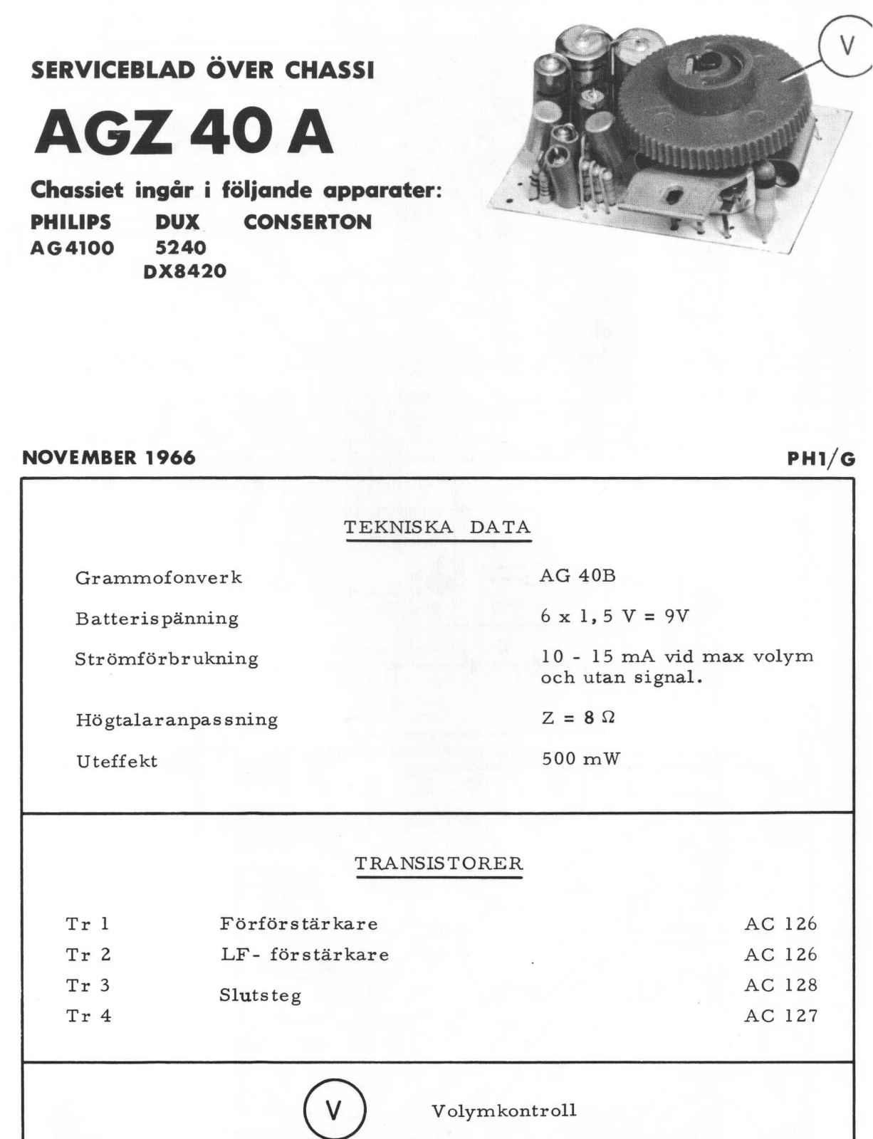 Philips AGZ40a Schematic