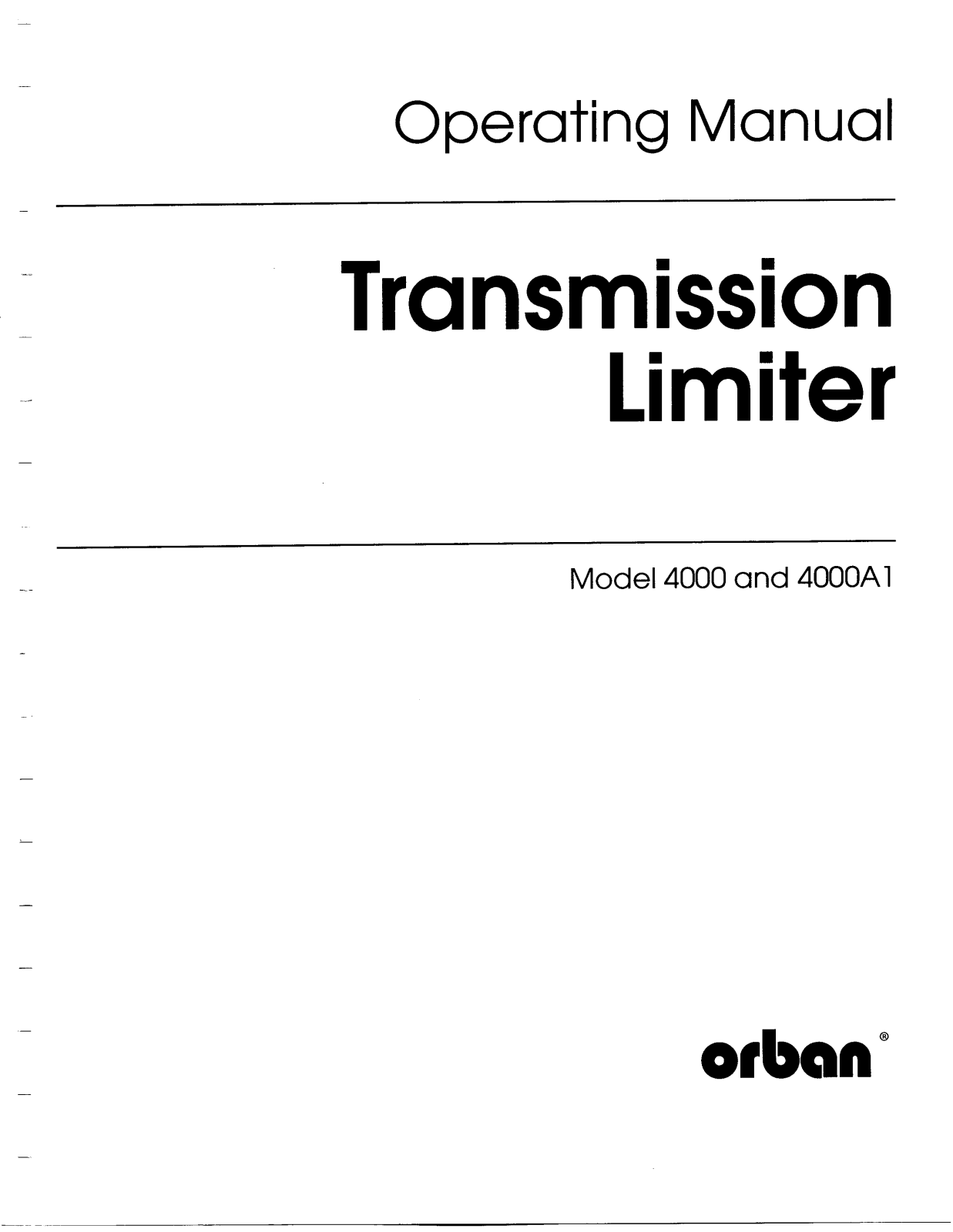 Orban 4000A1, 4000 Service manual