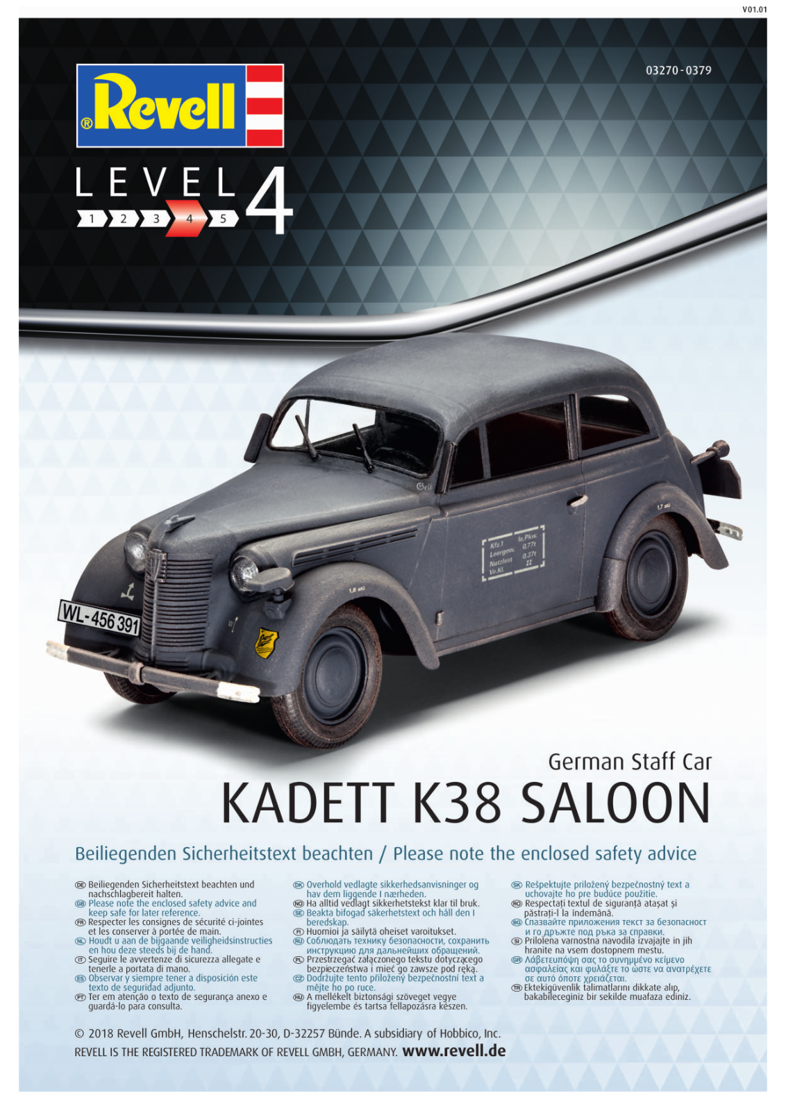 Revell German Staff Car Kadett K38 Saloon User Manual