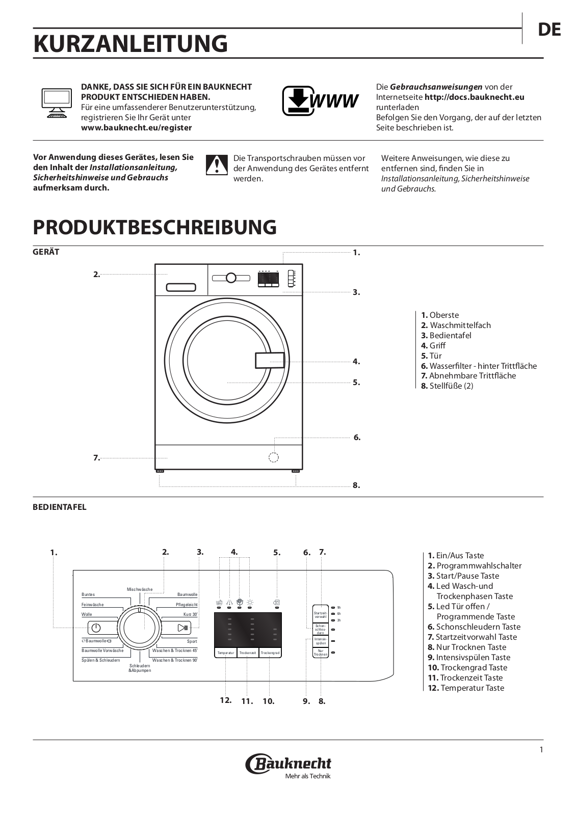 BAUKNECHT WATK Champion8/6 User Manual